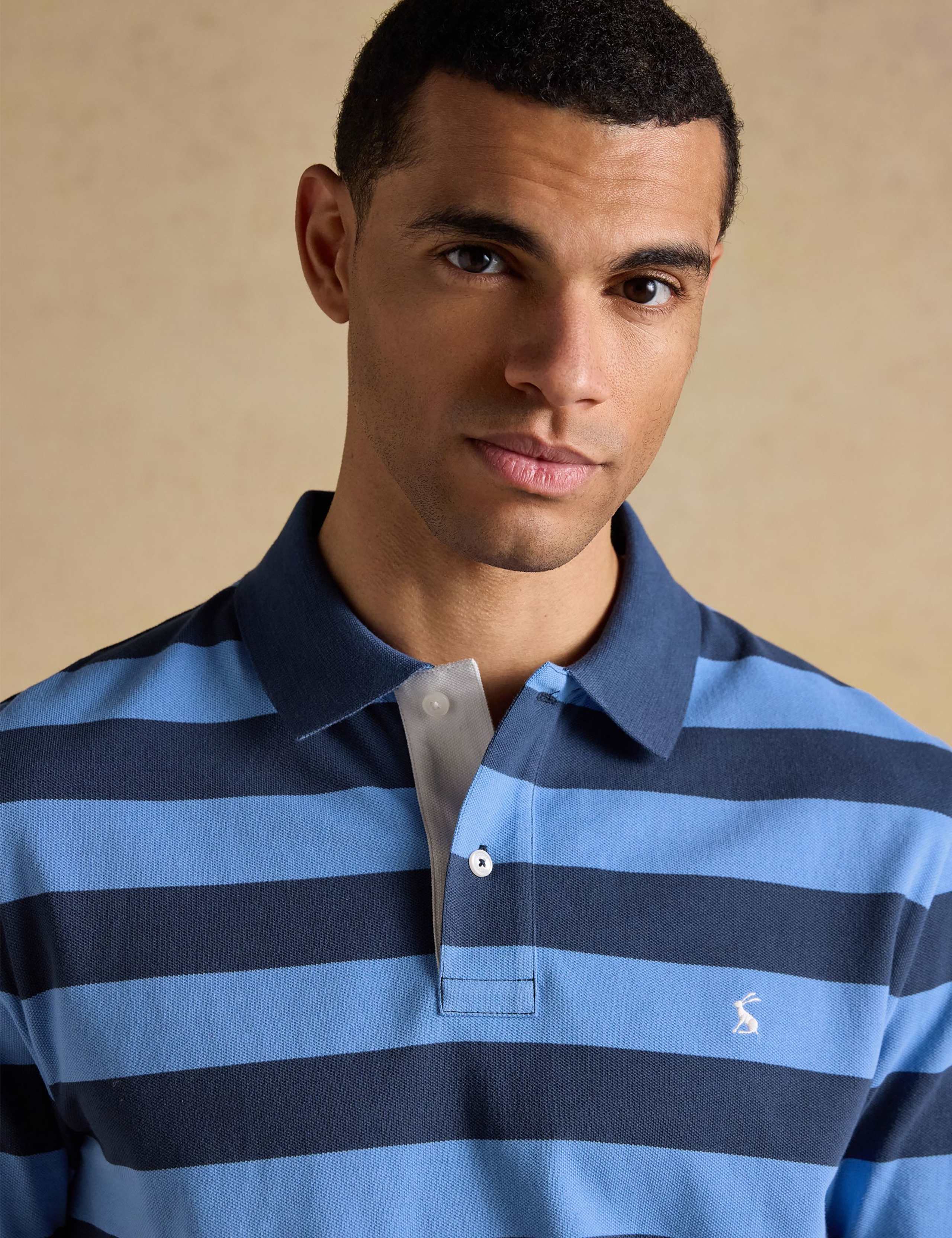 Pure Cotton Pique Striped Polo Shirt 6 of 10