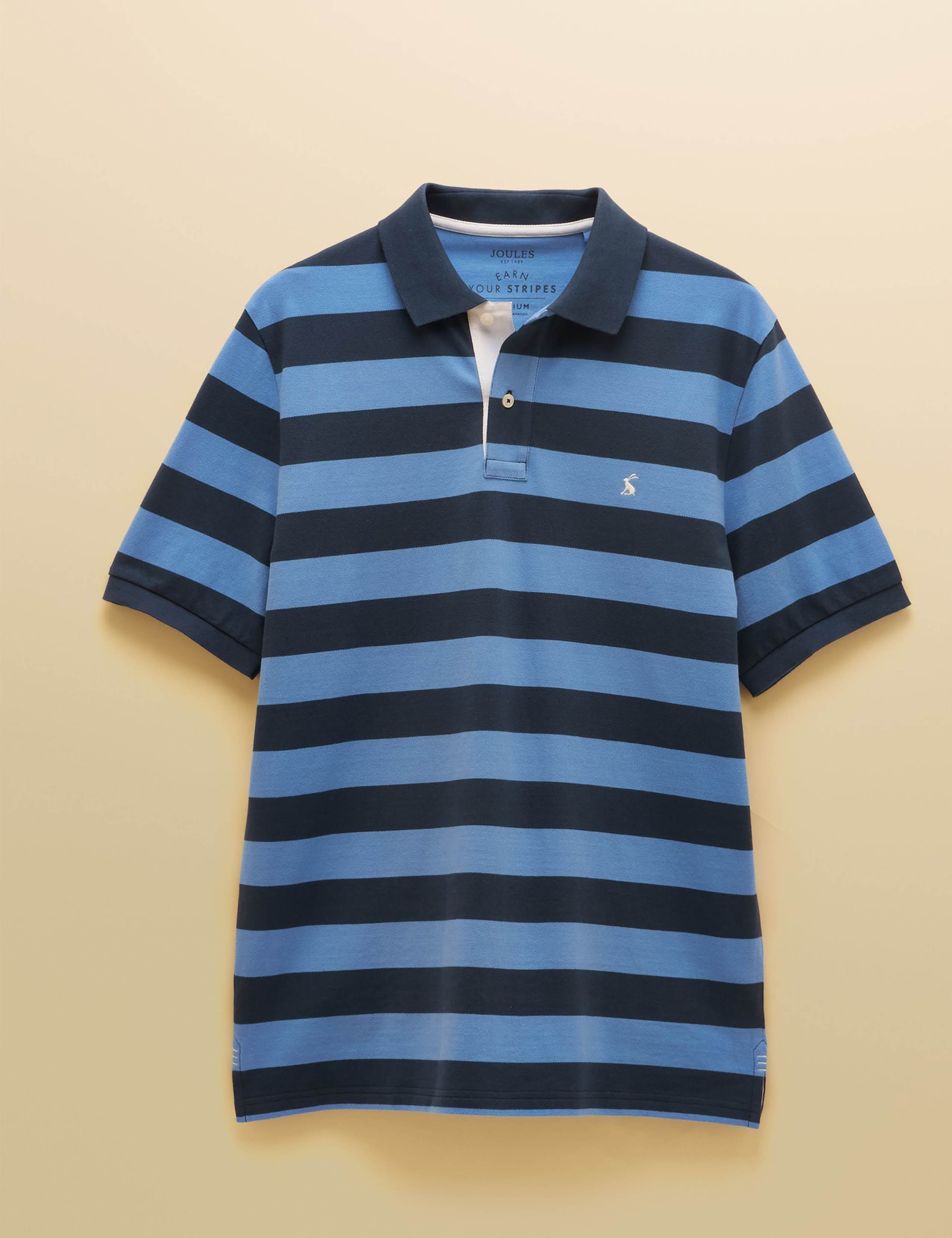 Pure Cotton Pique Striped Polo Shirt 2 of 10