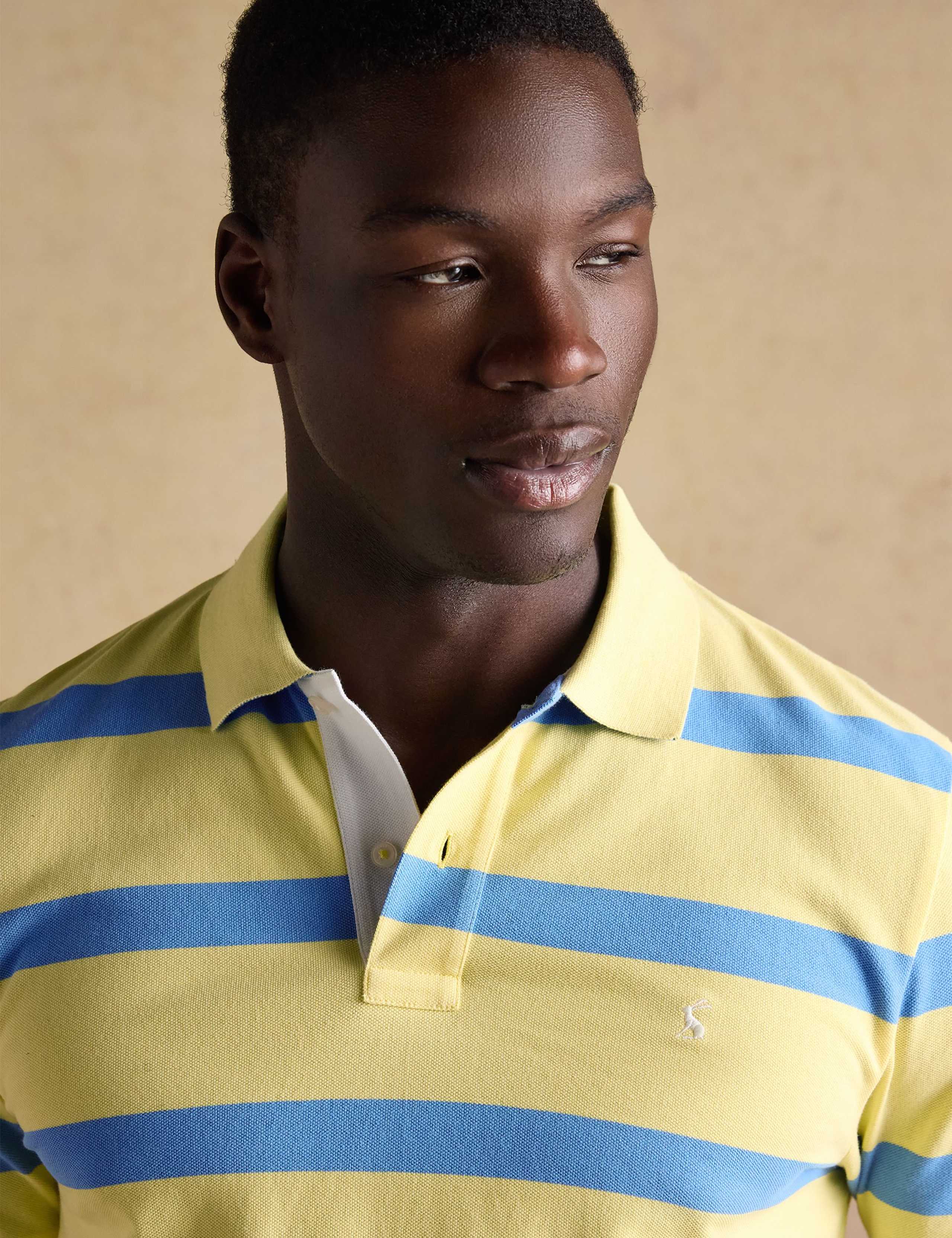 Pure Cotton Pique Striped Polo Shirt 6 of 8