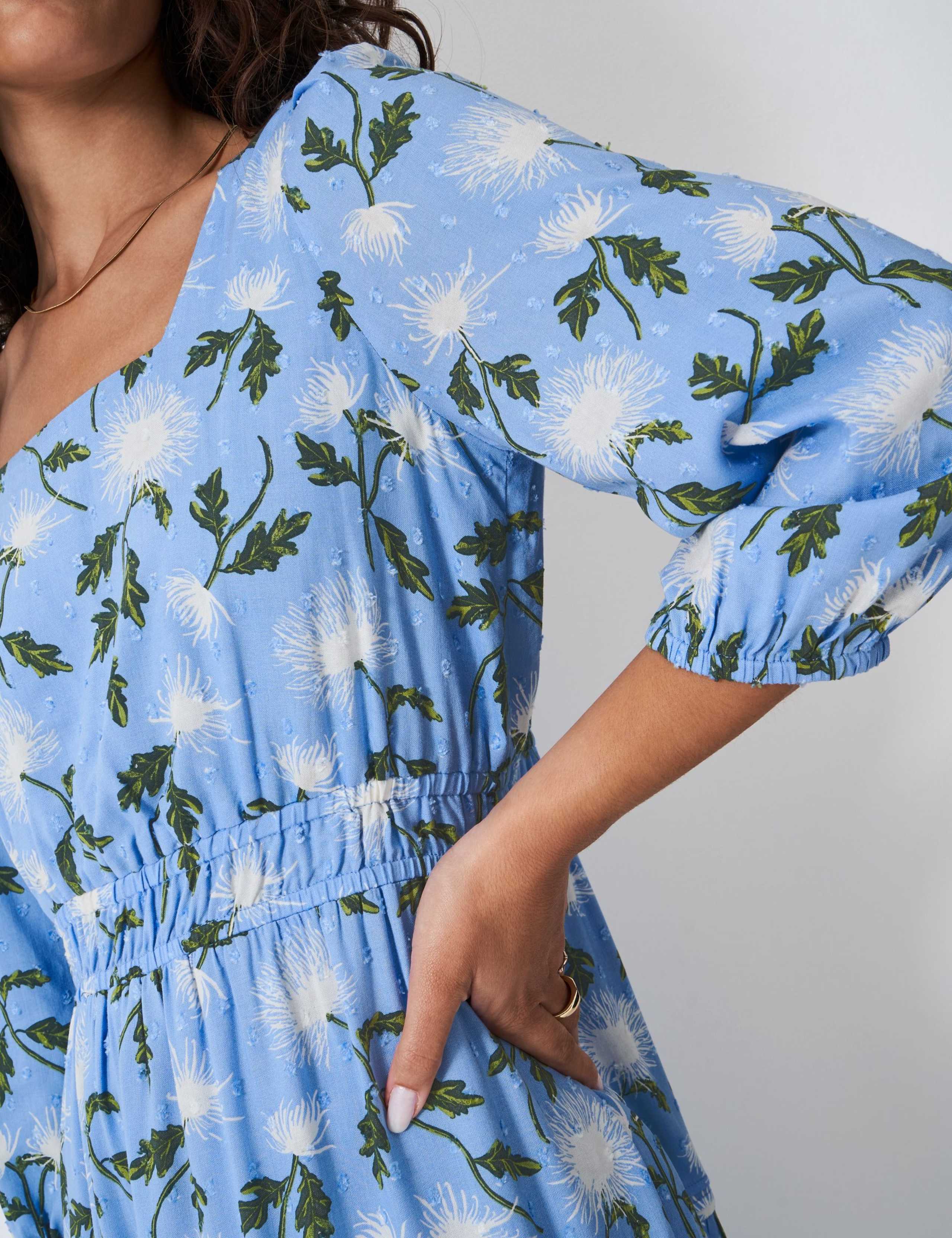 Floral Square Neck Midi Tiered Dress 5 of 5