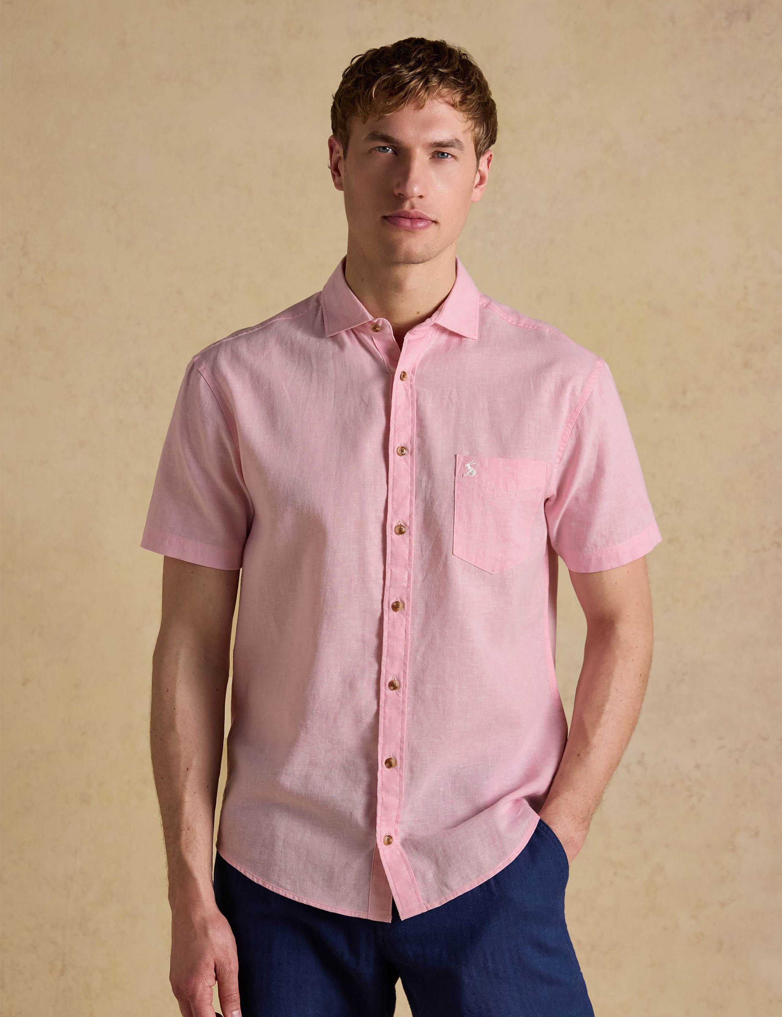 Regular Fit Linen Rich Short Sleeve Shirt 1 of 8