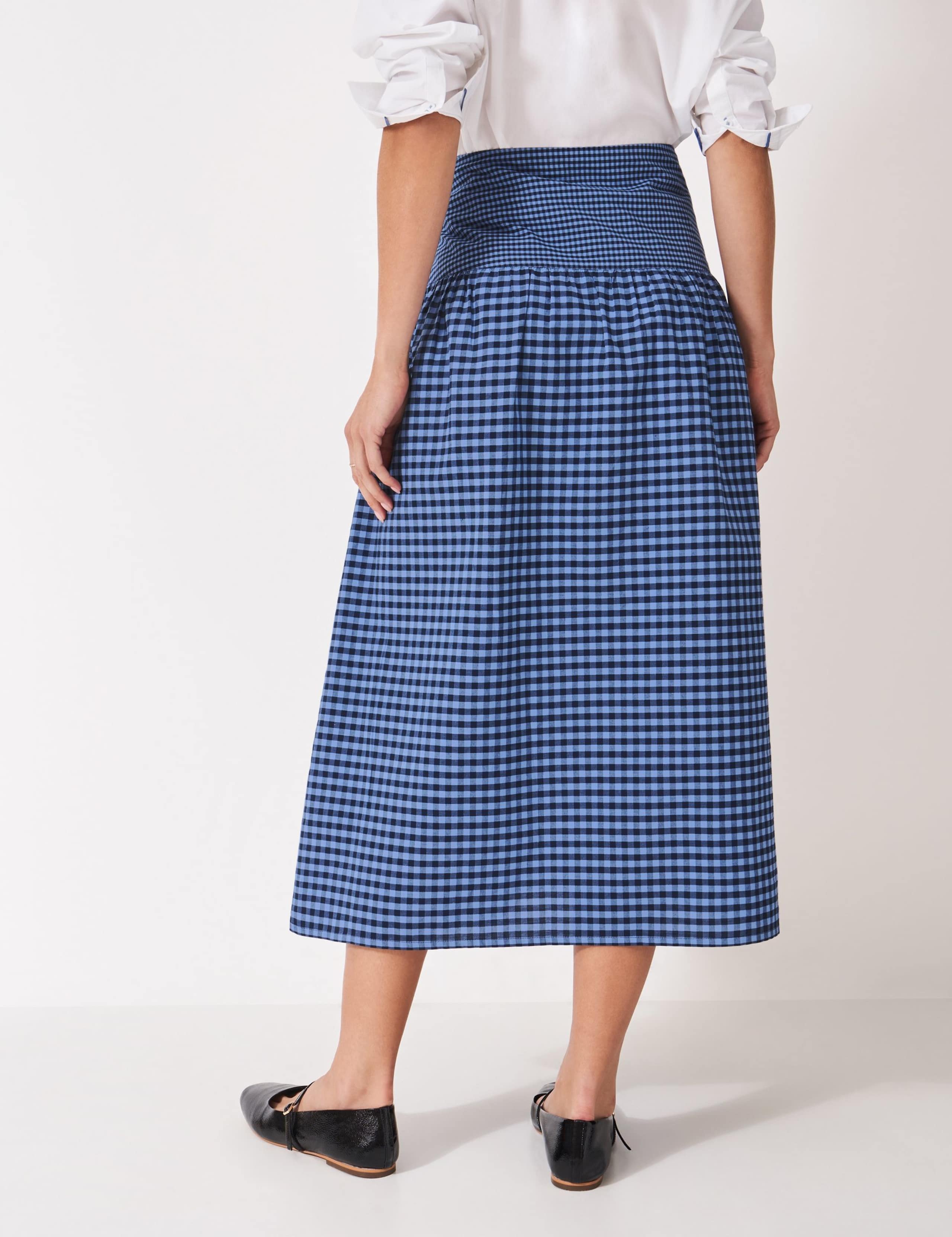 Pure Cotton Gingham Midi A-Line Skirt 3 of 5