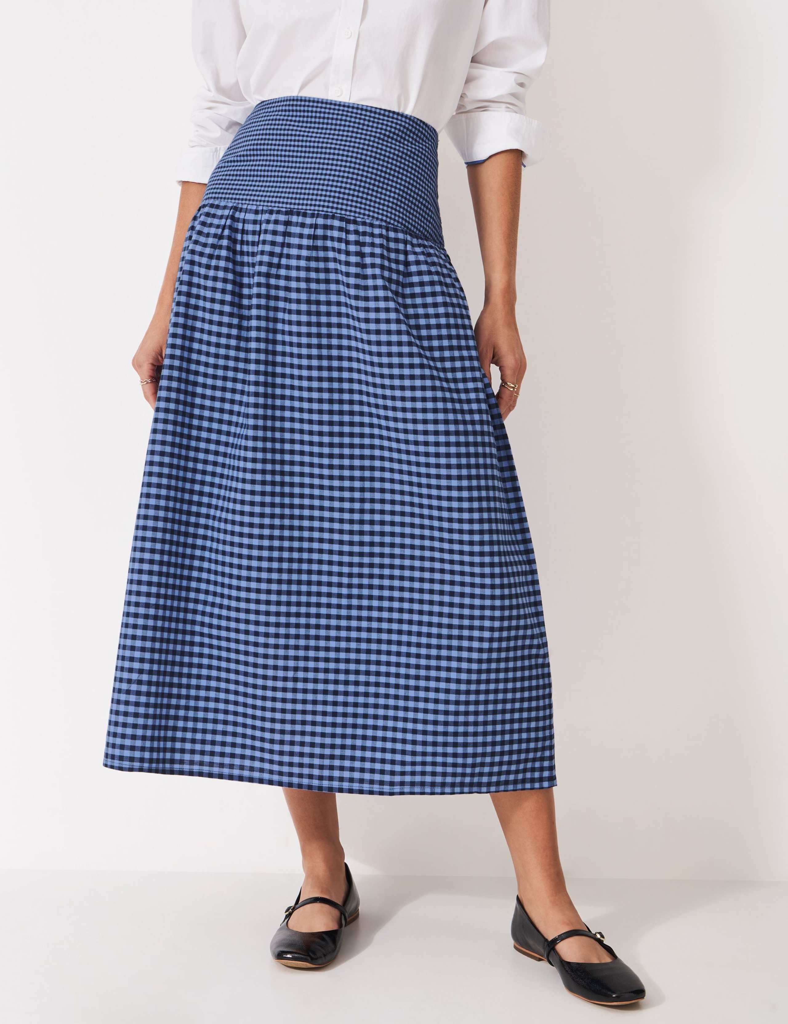 Pure Cotton Gingham Midi A-Line Skirt 5 of 5