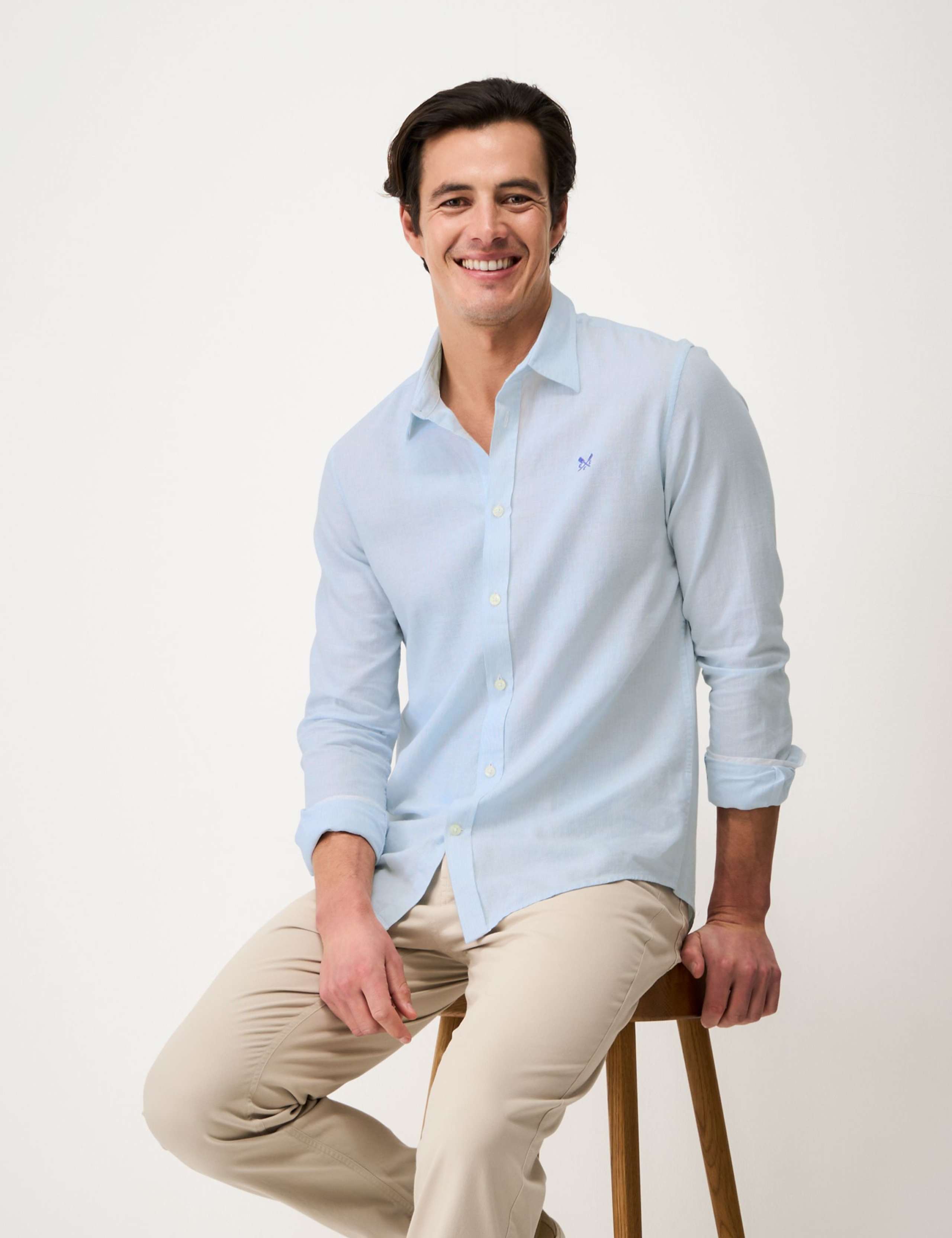 Cotton Linen Blend Micro Stripe Shirt 1 of 5