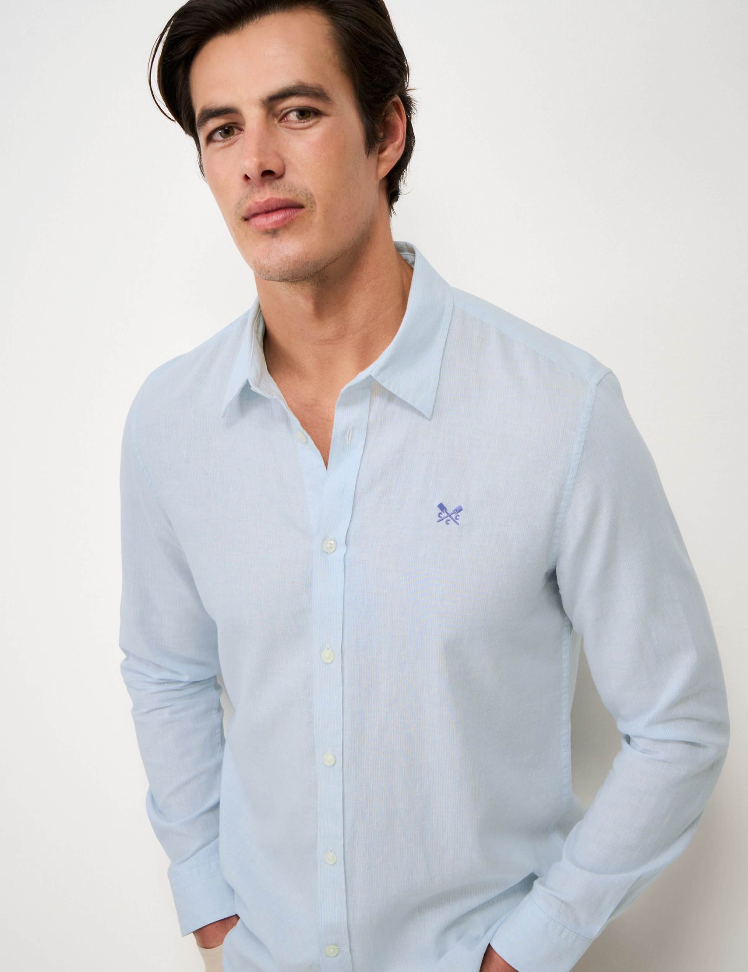 Cotton Linen Blend Micro Stripe Shirt 5 of 5