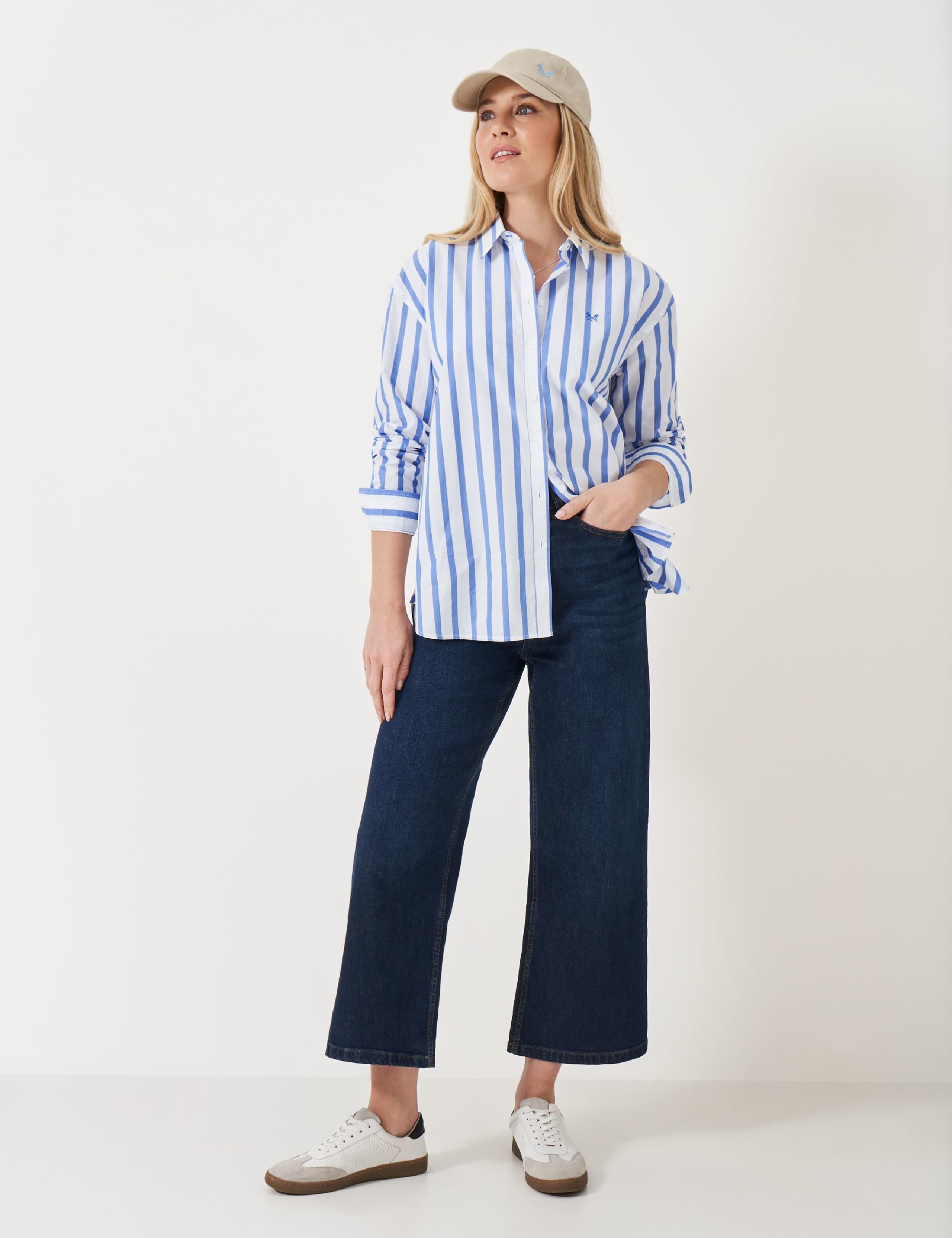 Pure Cotton Poplin Striped Boyfriend Shirt 1 of 5