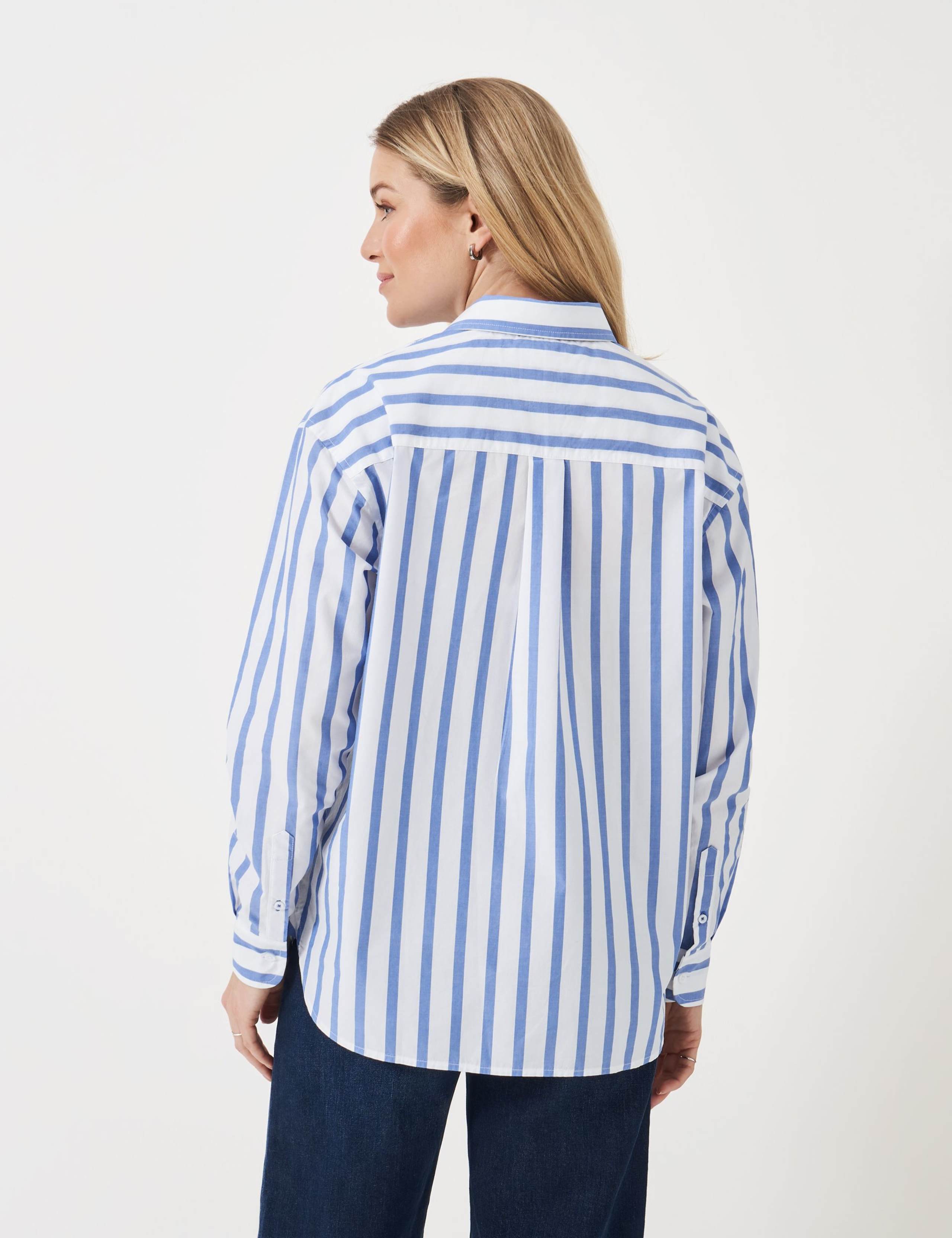 Pure Cotton Poplin Striped Boyfriend Shirt 4 of 5