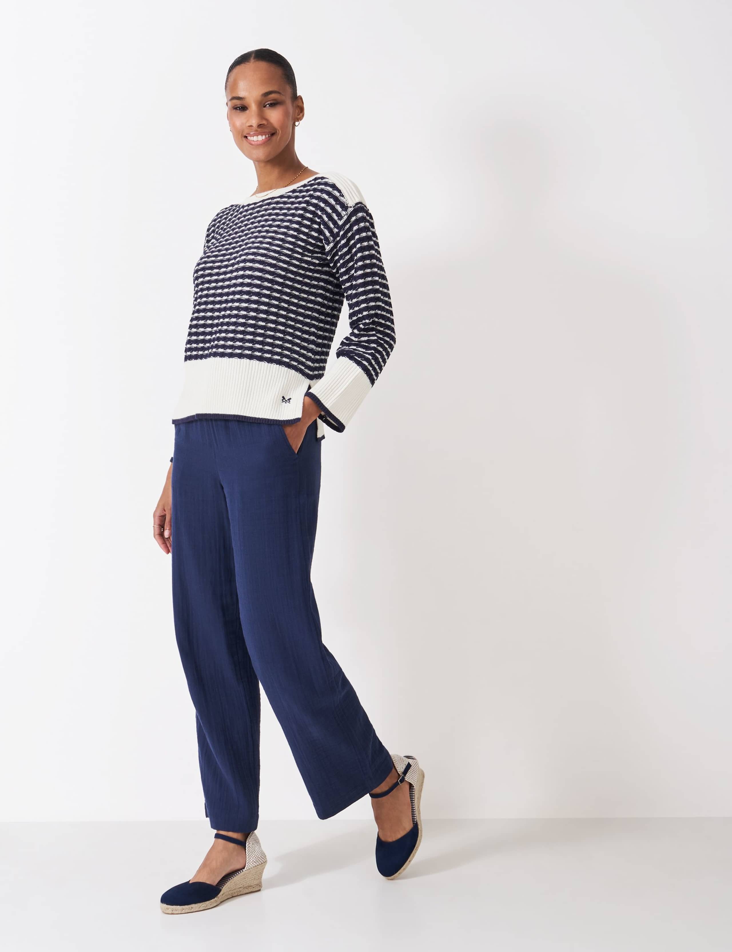 Pure Cotton Textured Striped Jumper 1 of 5