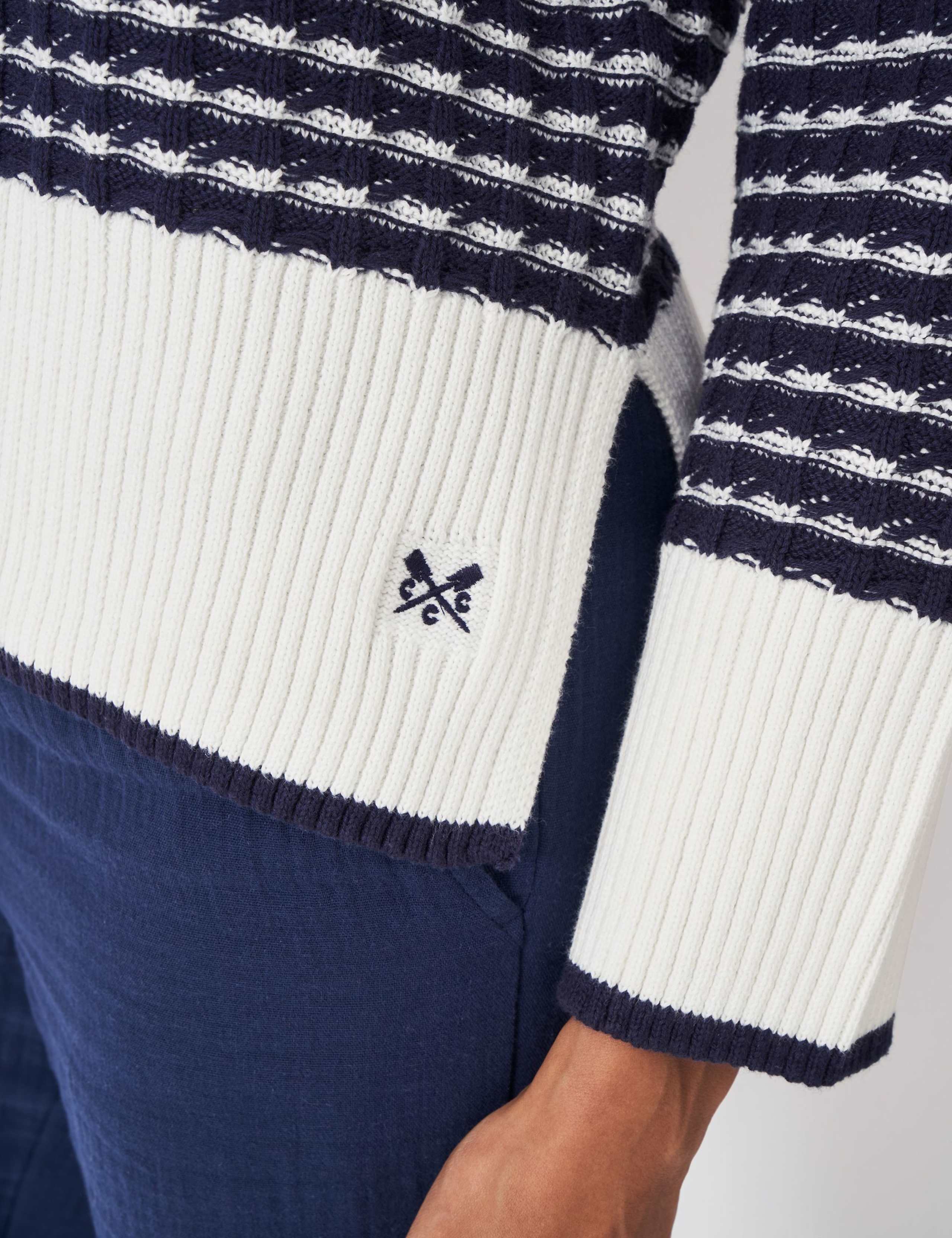 Pure Cotton Textured Striped Jumper 3 of 5