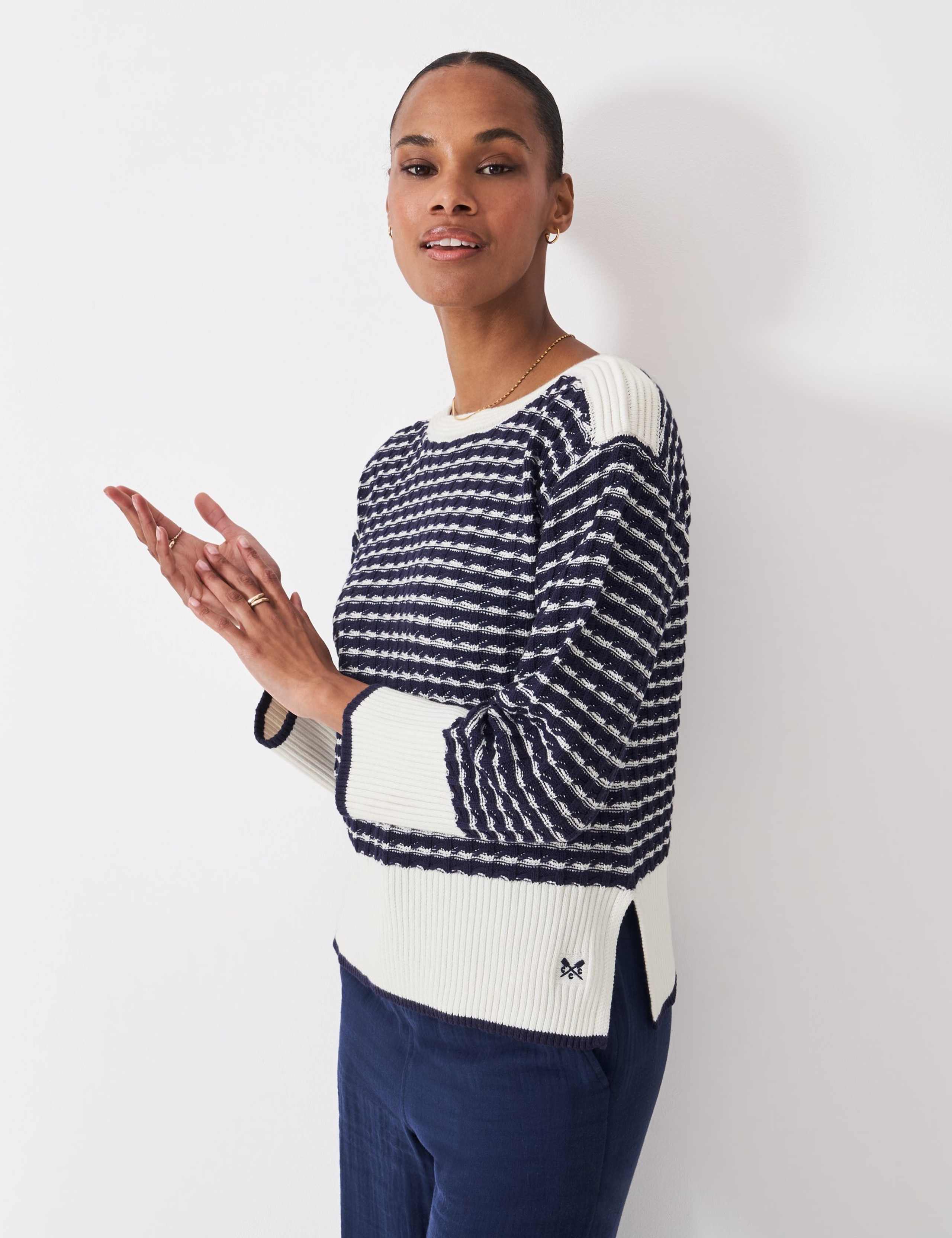 Pure Cotton Textured Striped Jumper 5 of 5