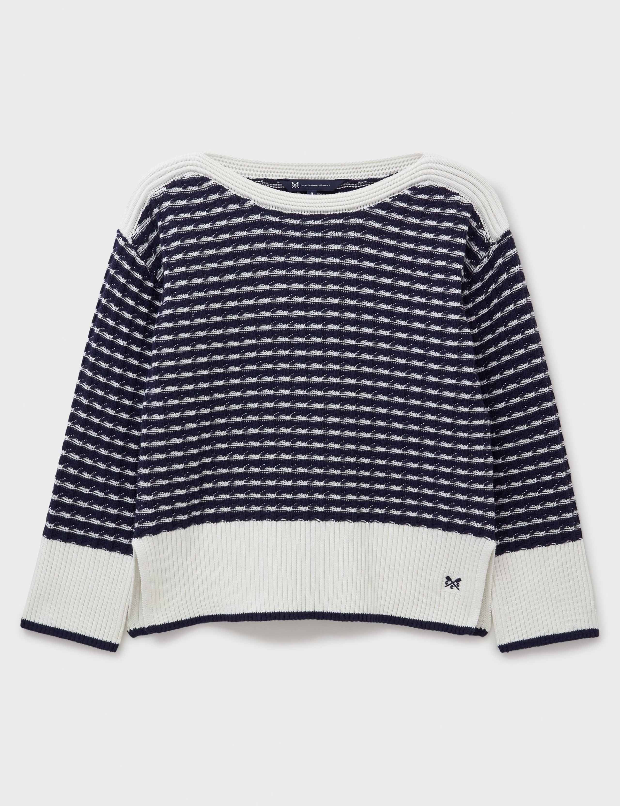 Pure Cotton Textured Striped Jumper 2 of 5