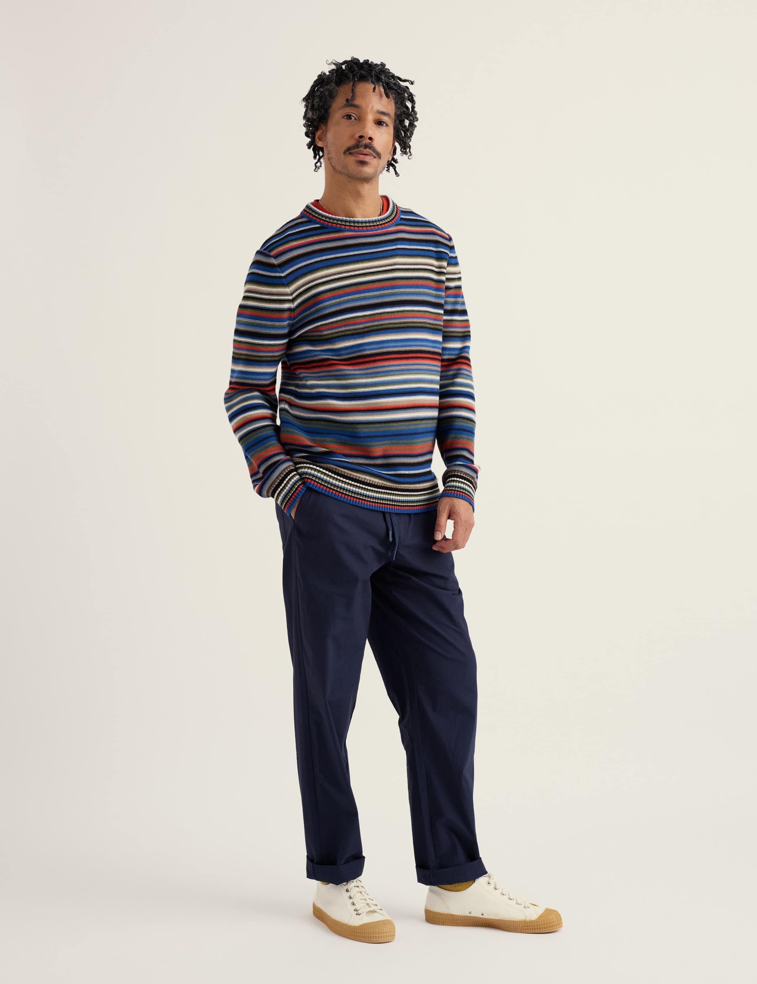 Pure Cotton Striped Crew Neck Jumper 1 of 5