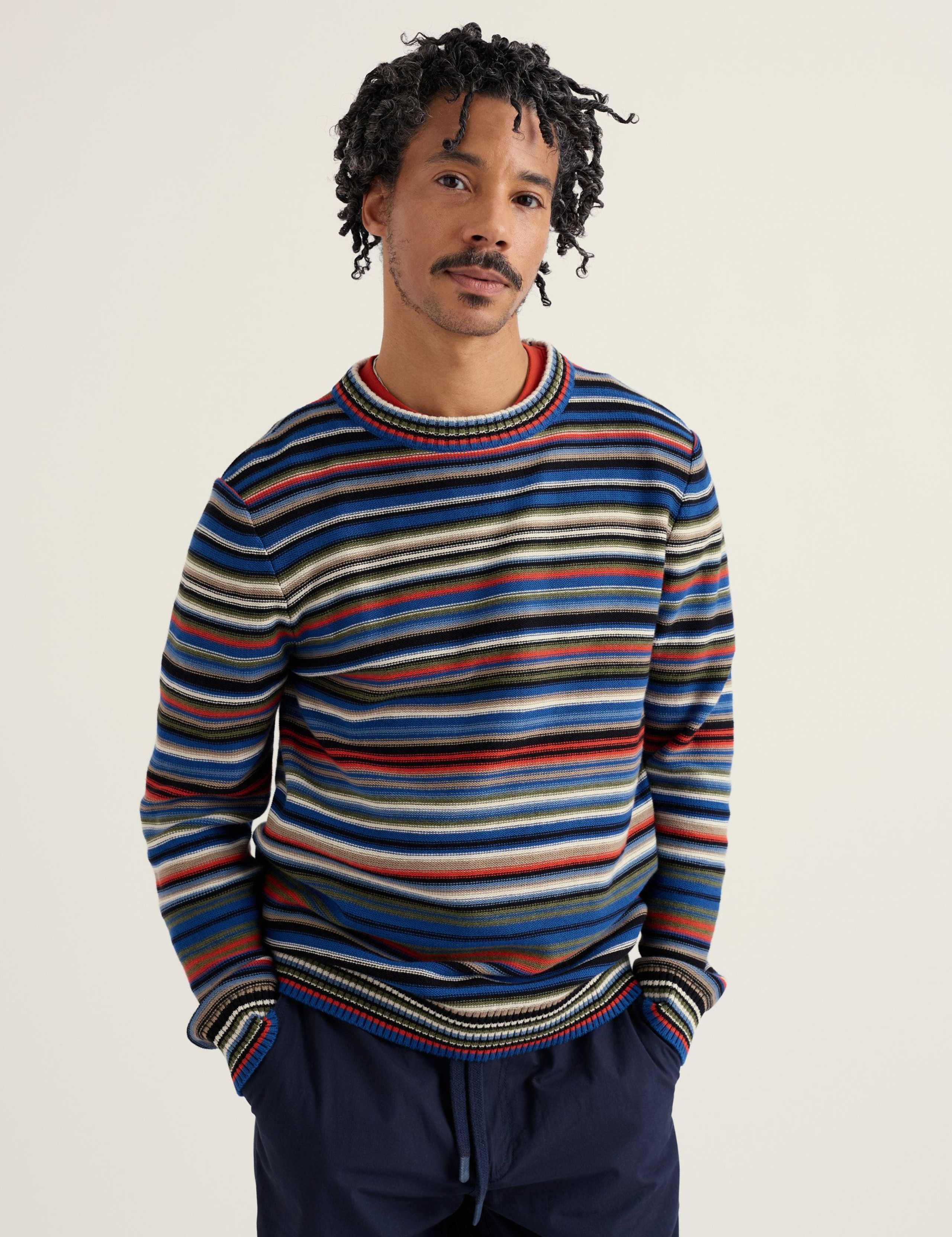 Pure Cotton Striped Crew Neck Jumper 4 of 5