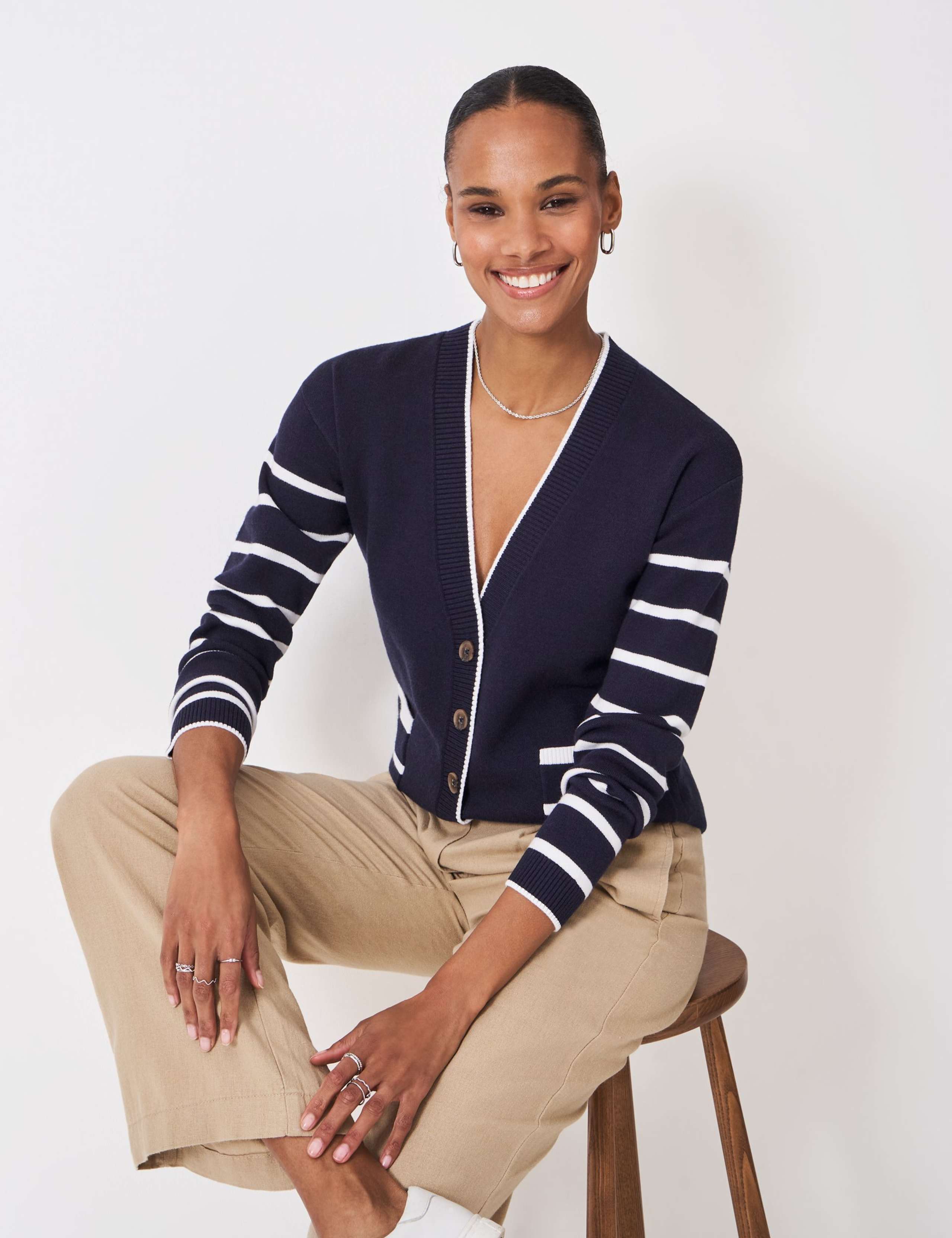 Striped V-Neck Cardigan 3 of 5