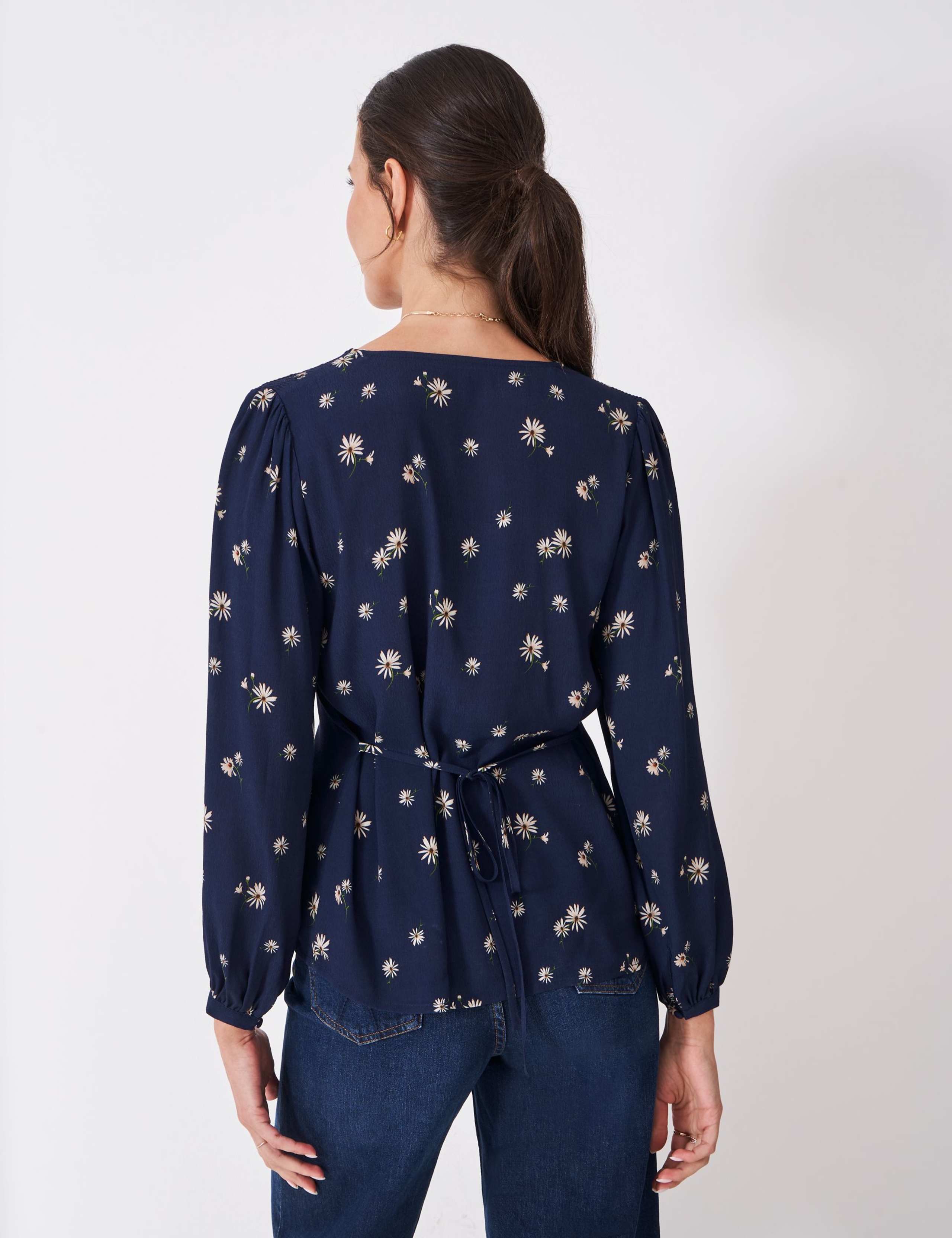 Daisy Print V-Neck Tie Detail Blouse 5 of 5