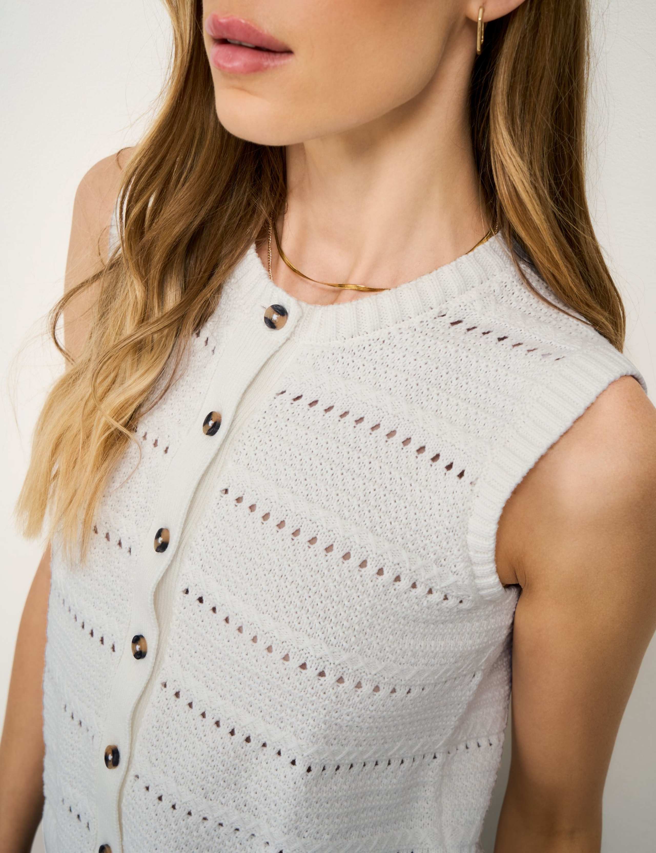 Pure Cotton Button Through Knitted Vest 4 of 5