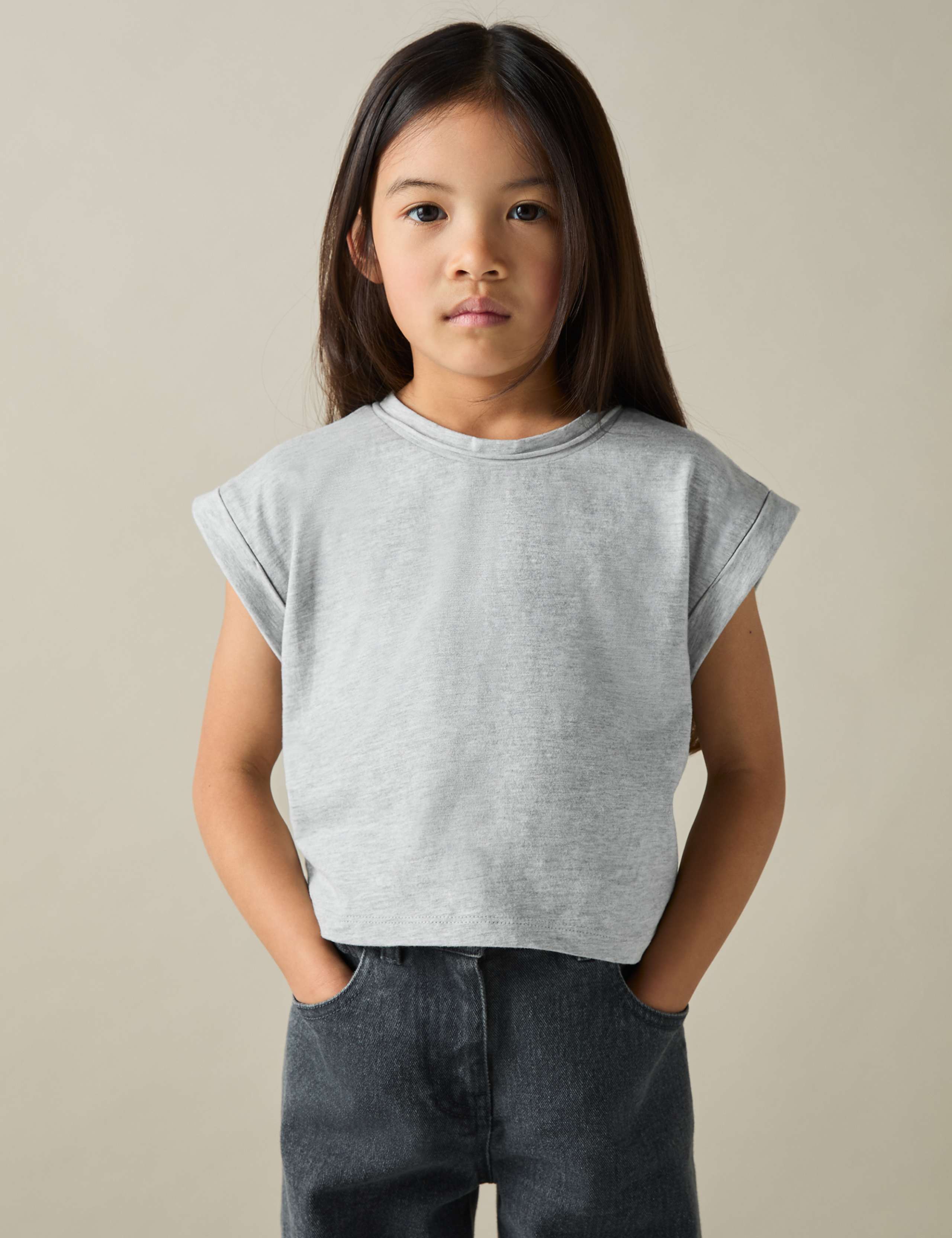 Pure Cotton Cropped T-Shirt (4-14 Yrs) 1 of 4
