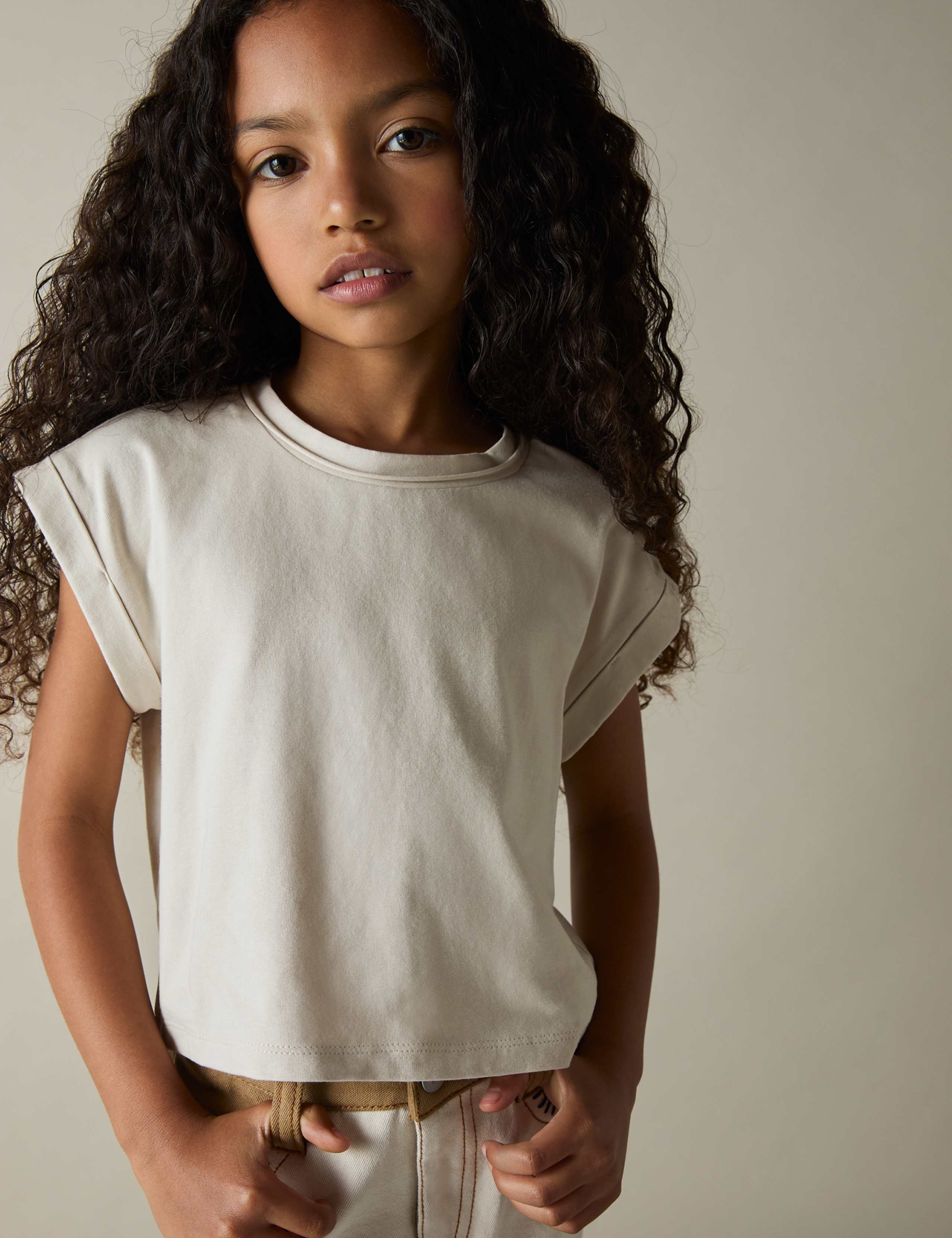 Pure Cotton Cropped T-Shirt (4-14 Yrs) 3 of 4