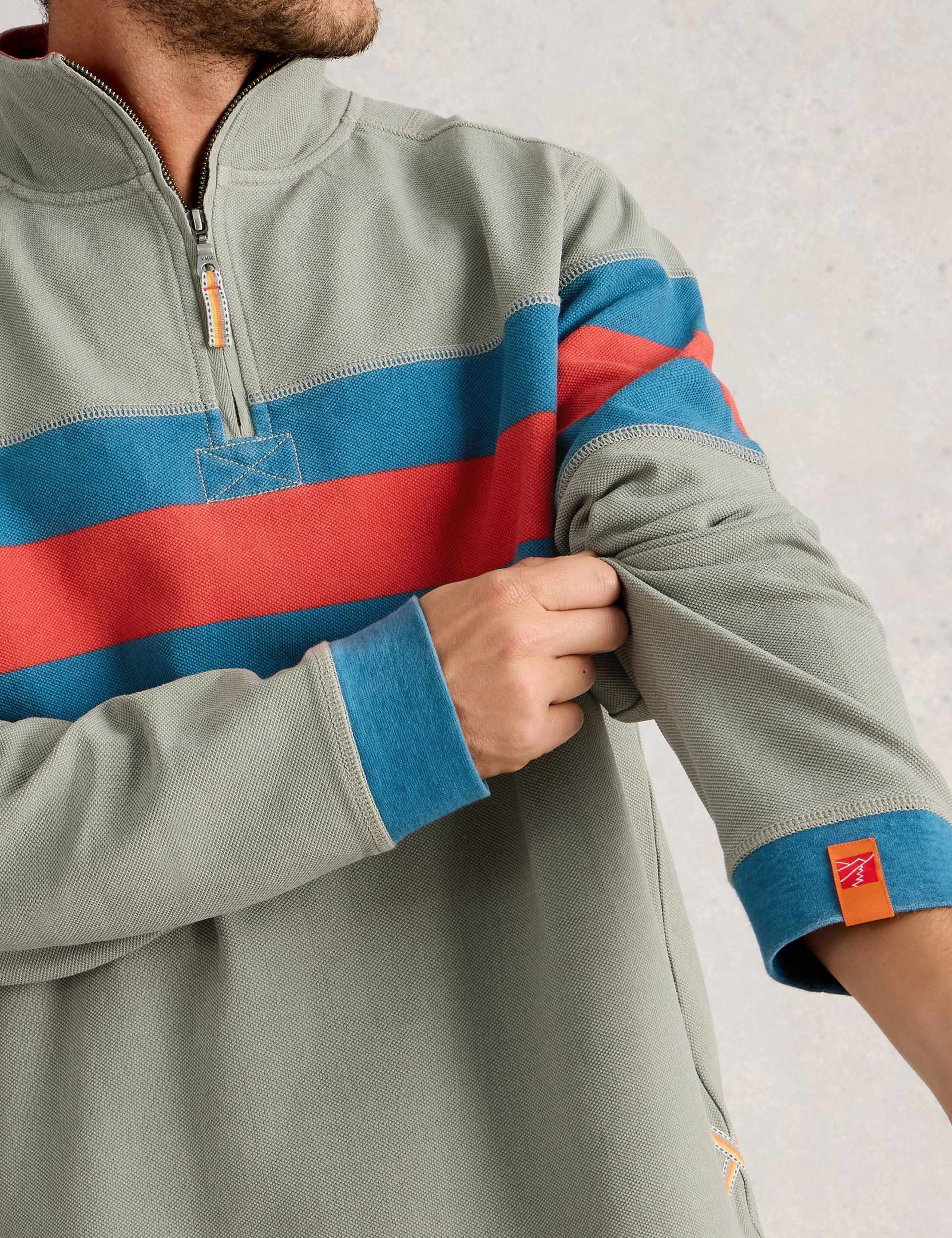 Pure Cotton Pique Colour Block Sweatshirt 4 of 6