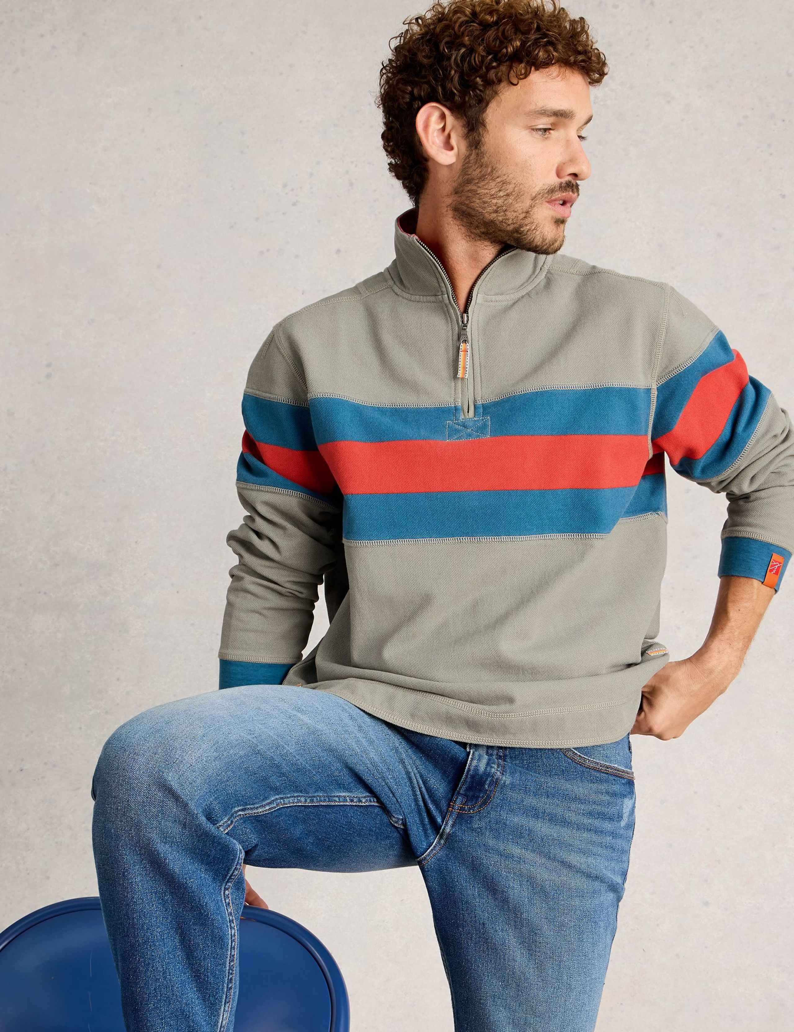 Pure Cotton Pique Colour Block Sweatshirt 6 of 6