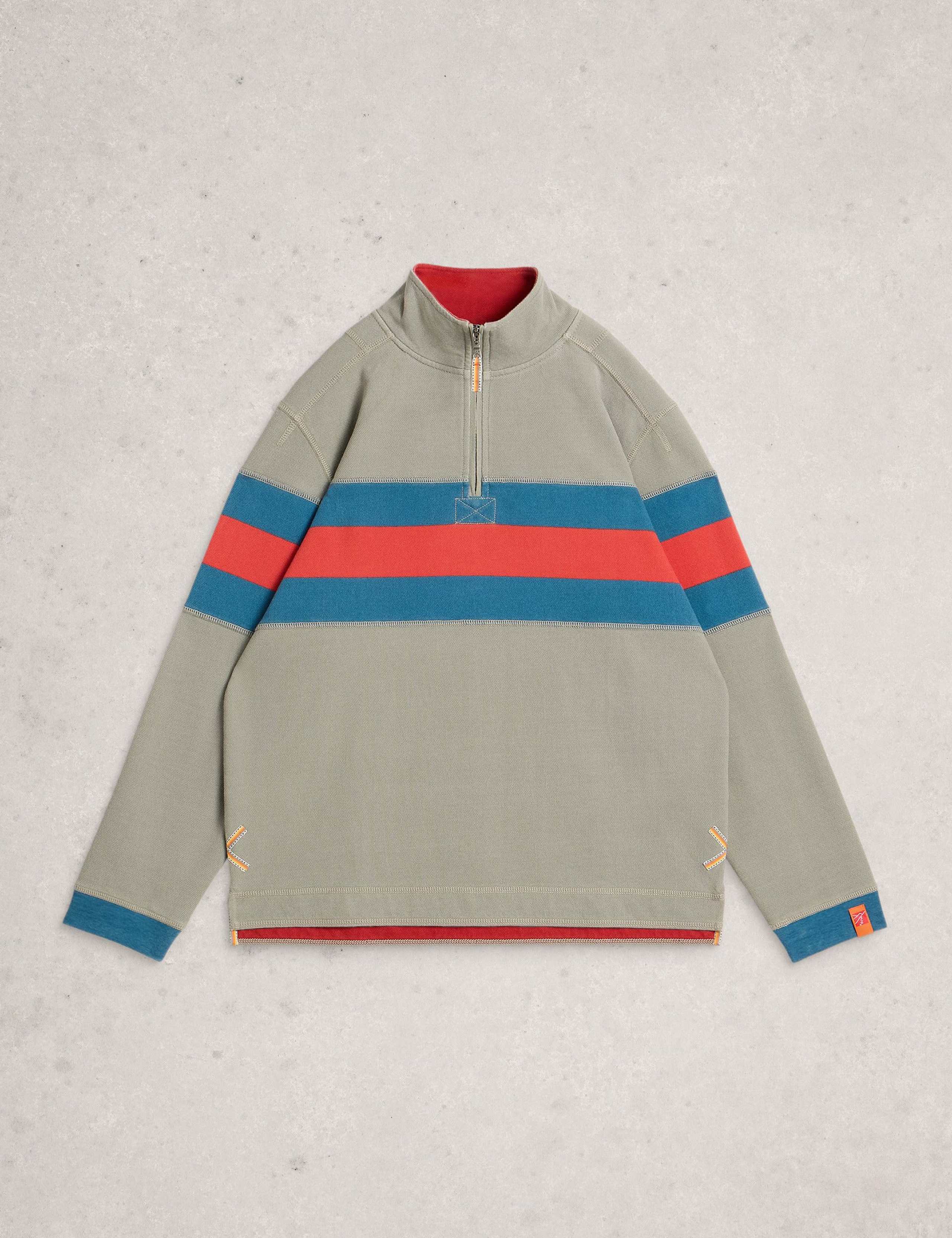Pure Cotton Pique Colour Block Sweatshirt 2 of 6