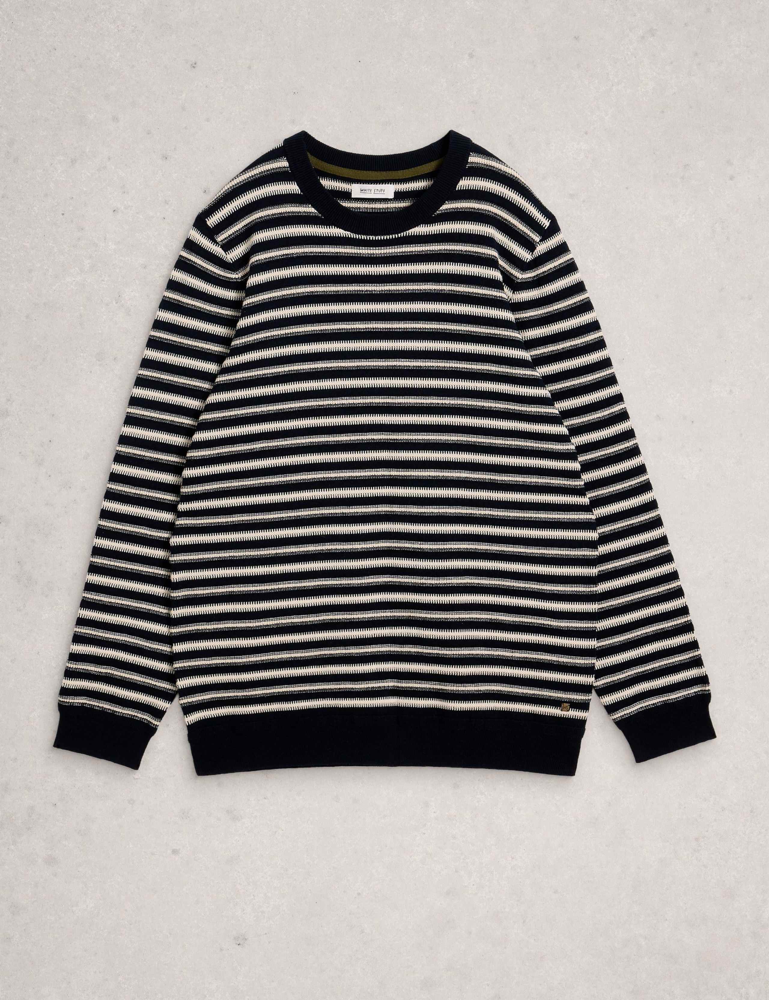 Pure Cotton Striped Crew Neck Jumper 2 of 6