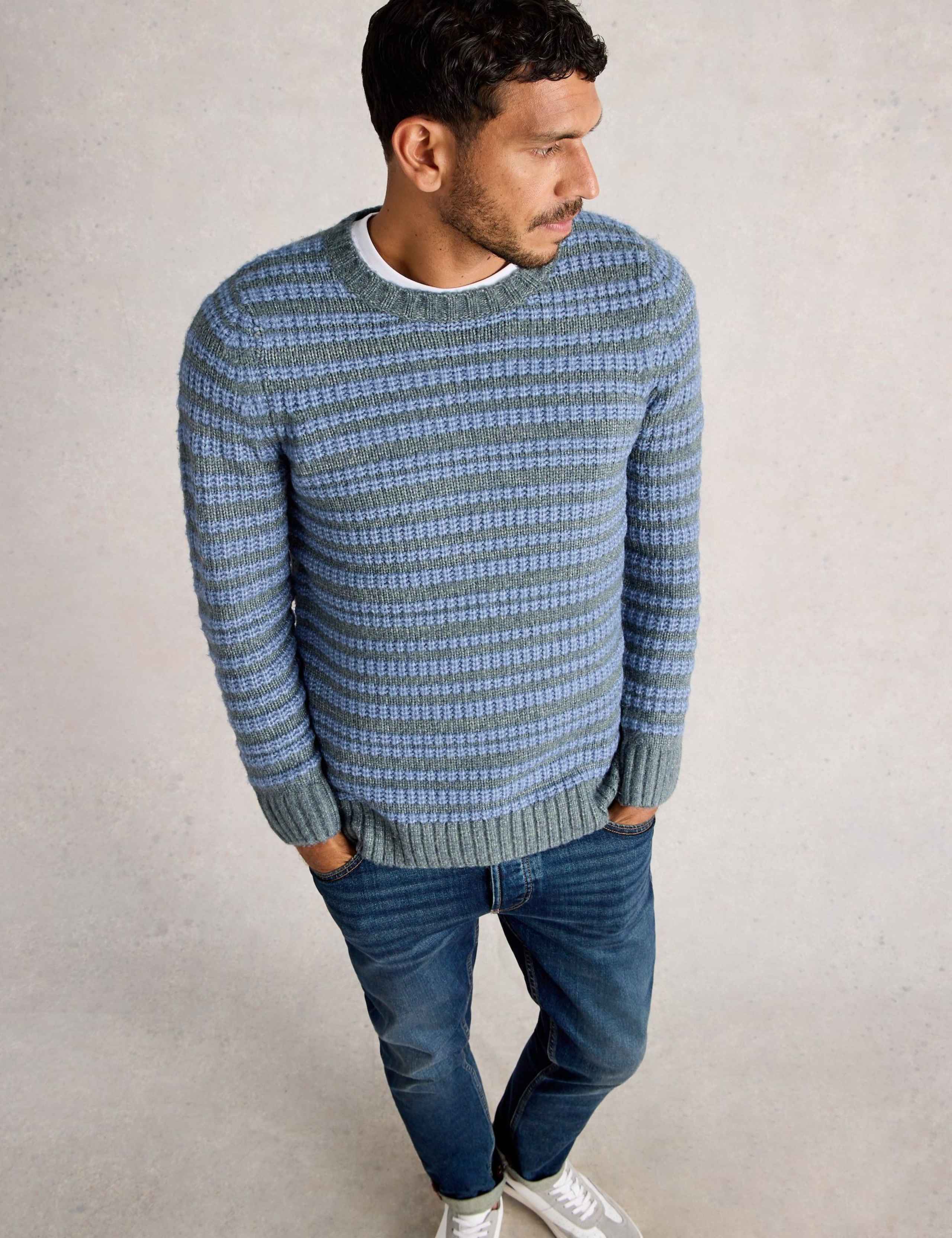 Striped Crew Neck Jumper with Wool 4 of 6