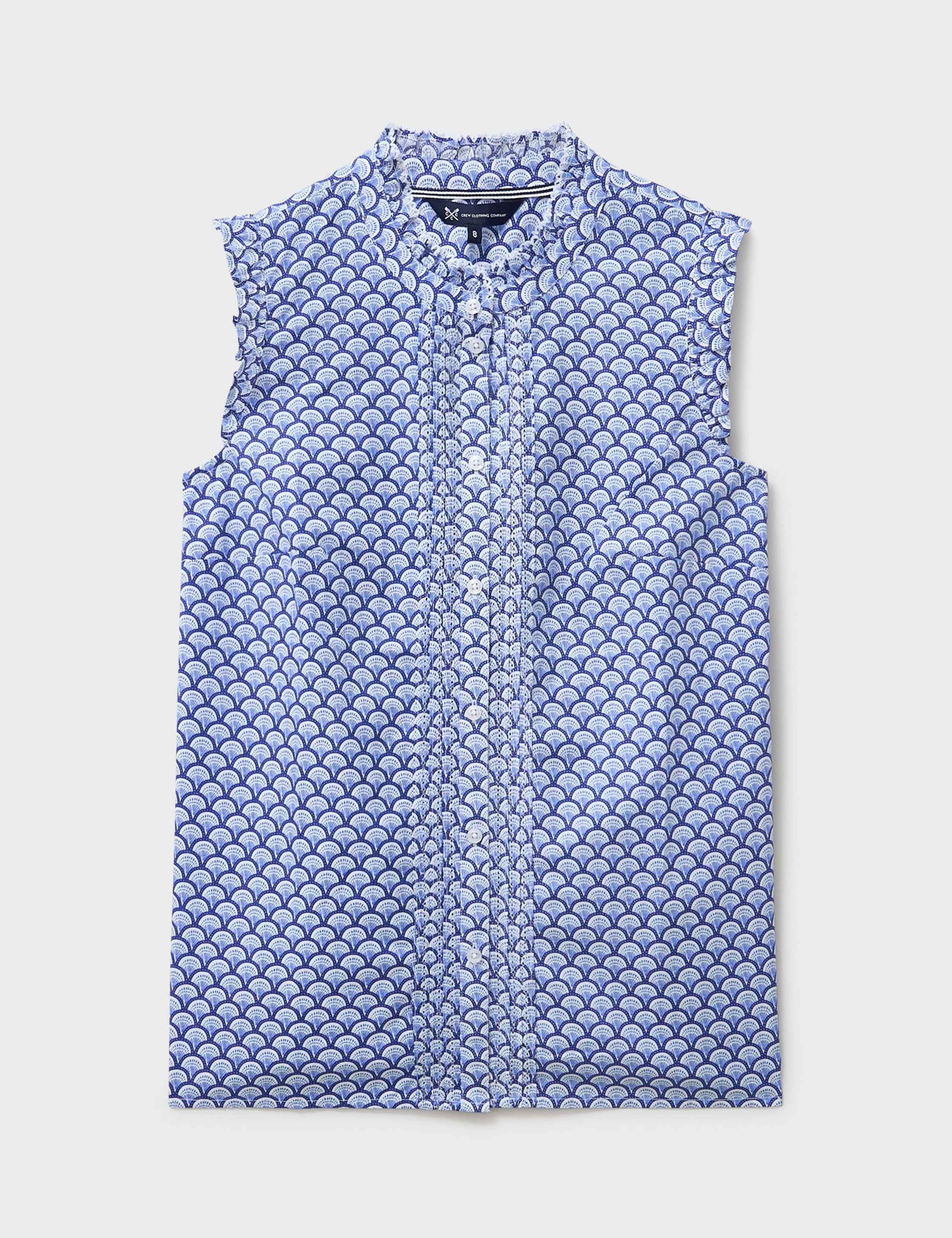 Pure Cotton Printed Frill Sleeve Blouse 2 of 5