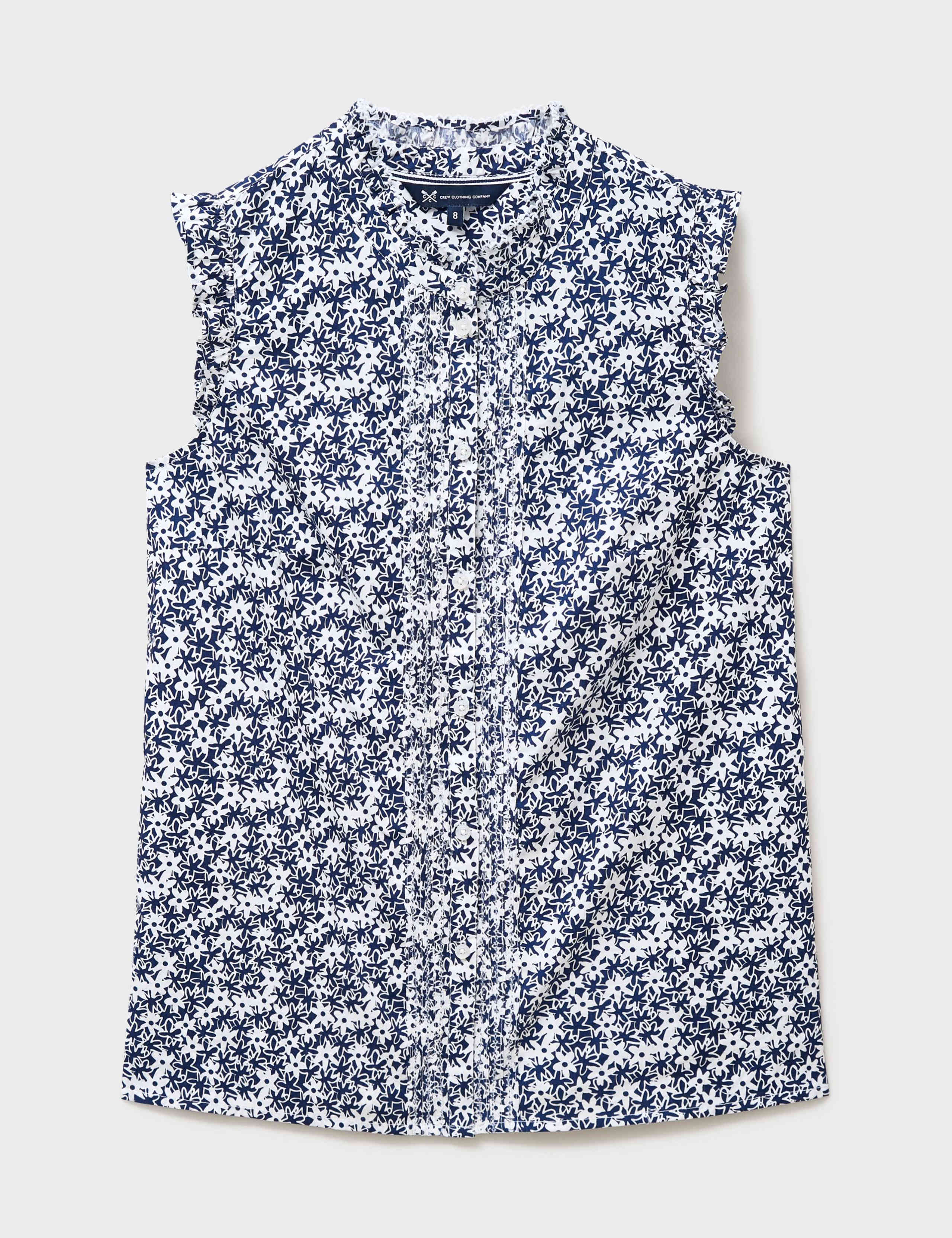 Pure Cotton Floral Frill Sleeve Blouse 2 of 5