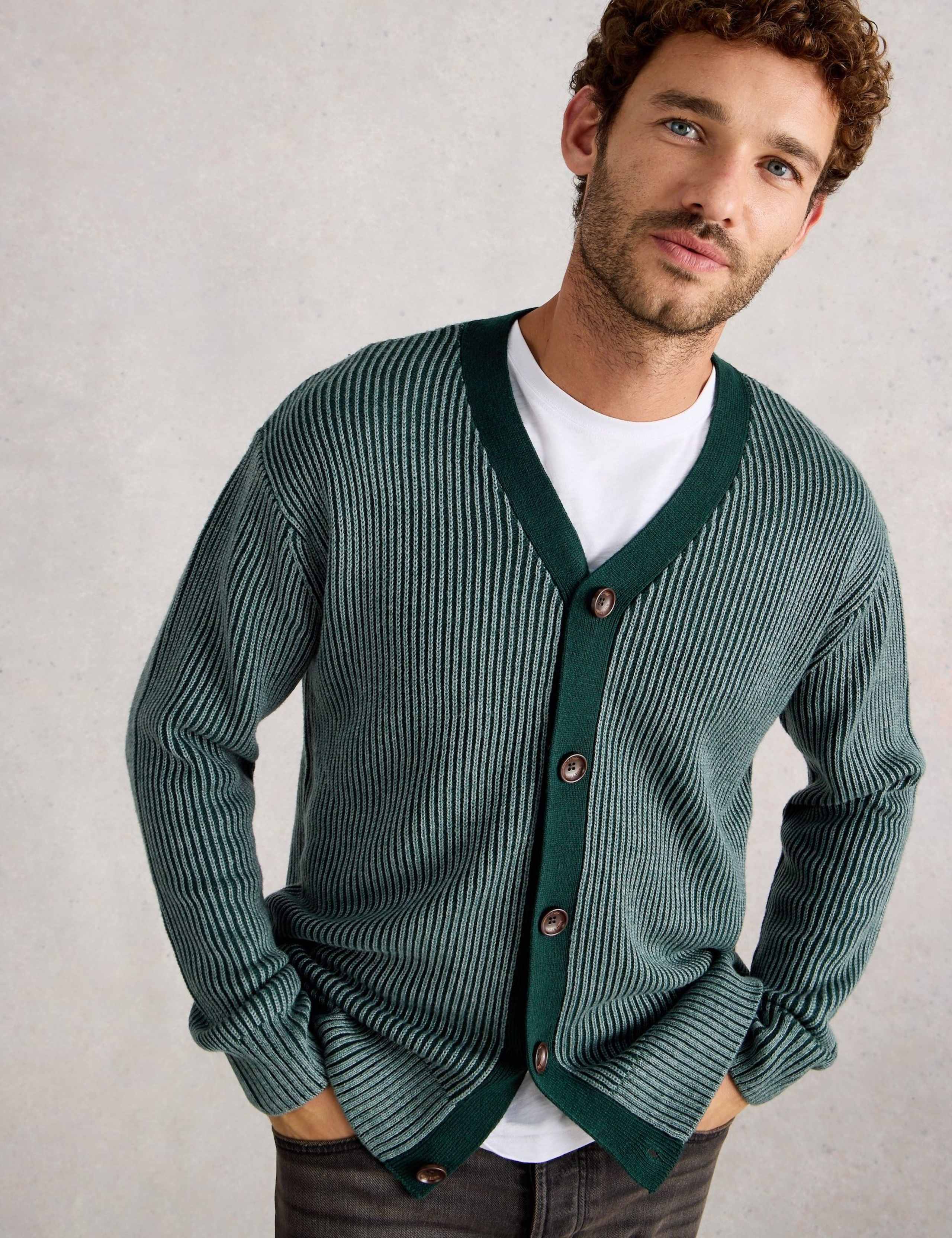 Striped V-Neck Cardigan with Wool 3 of 6