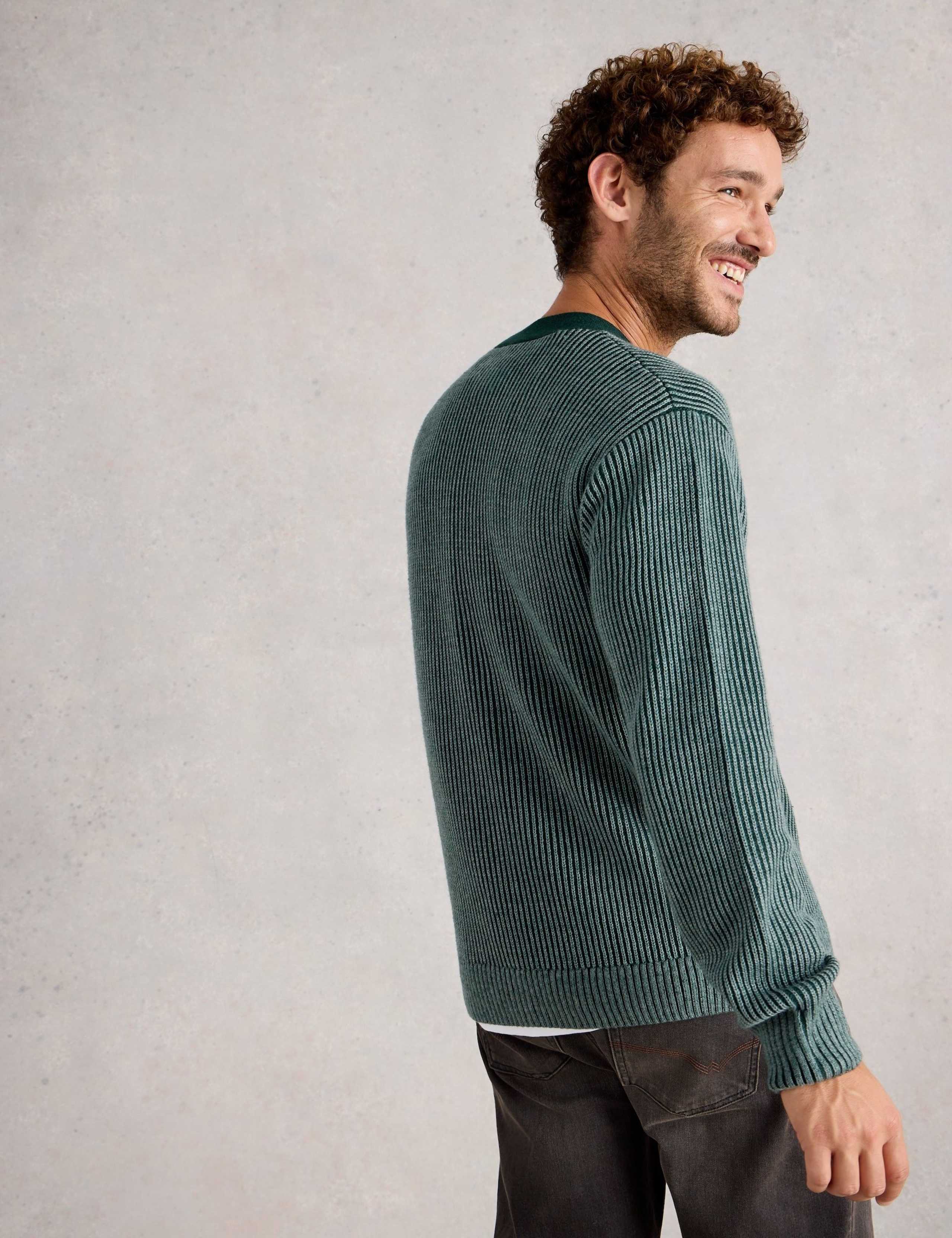 Striped V-Neck Cardigan with Wool 4 of 6