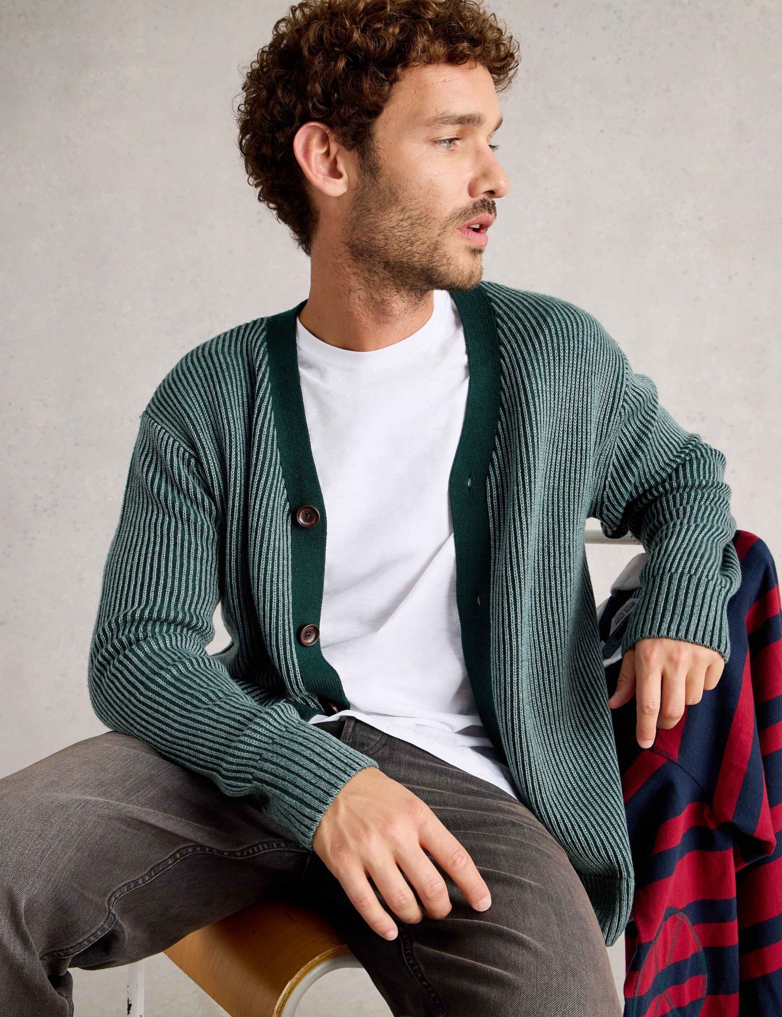 Striped V-Neck Cardigan with Wool 5 of 6