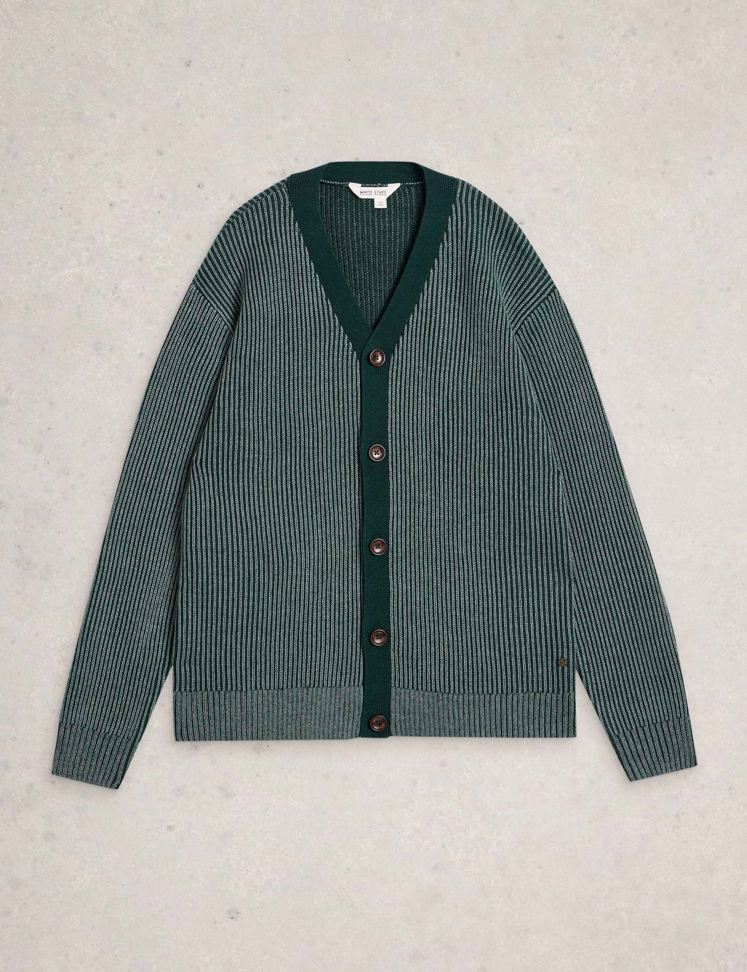 Striped V-Neck Cardigan with Wool 2 of 6