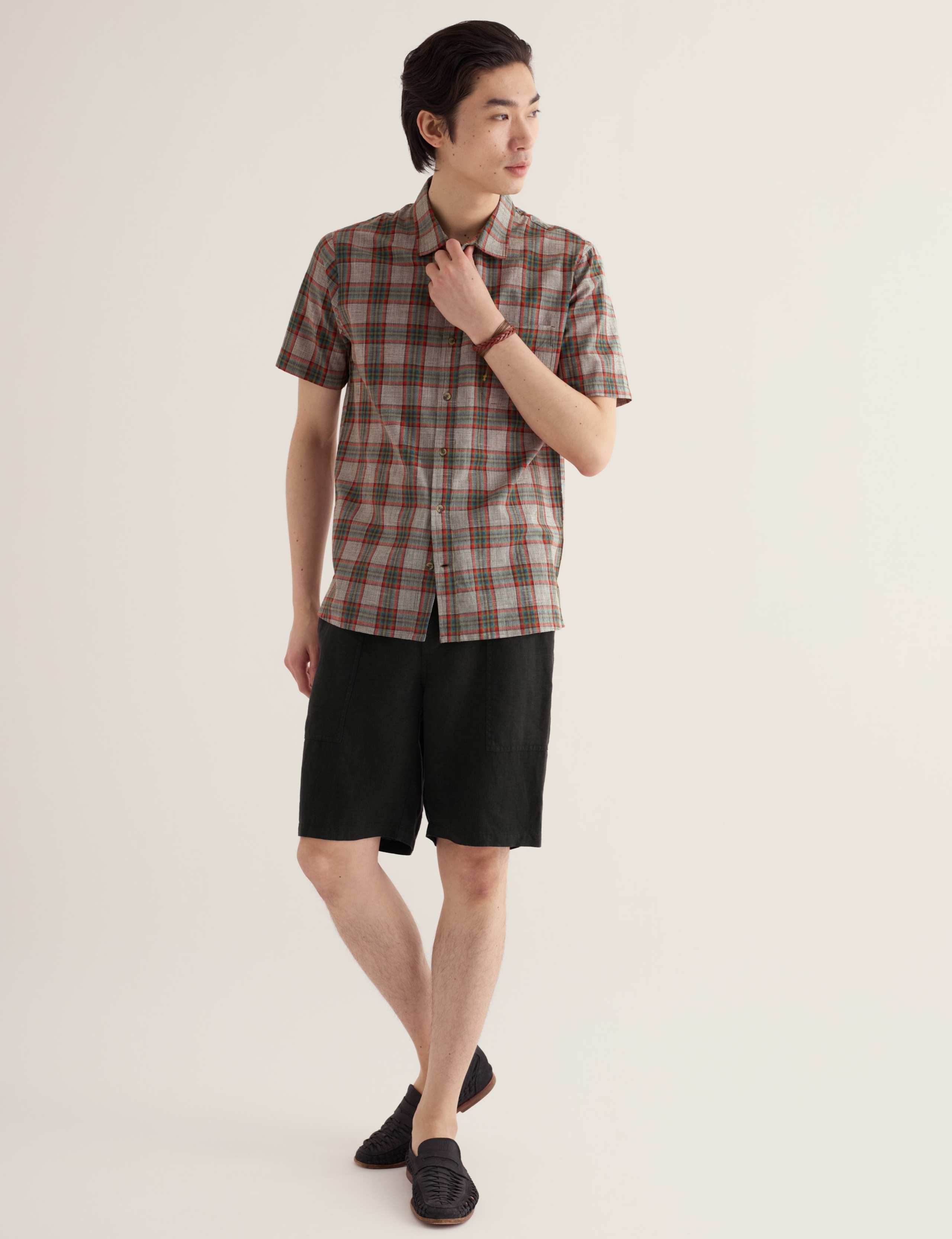 Pure Cotton Checked Short Sleeve Shirt 1 of 5
