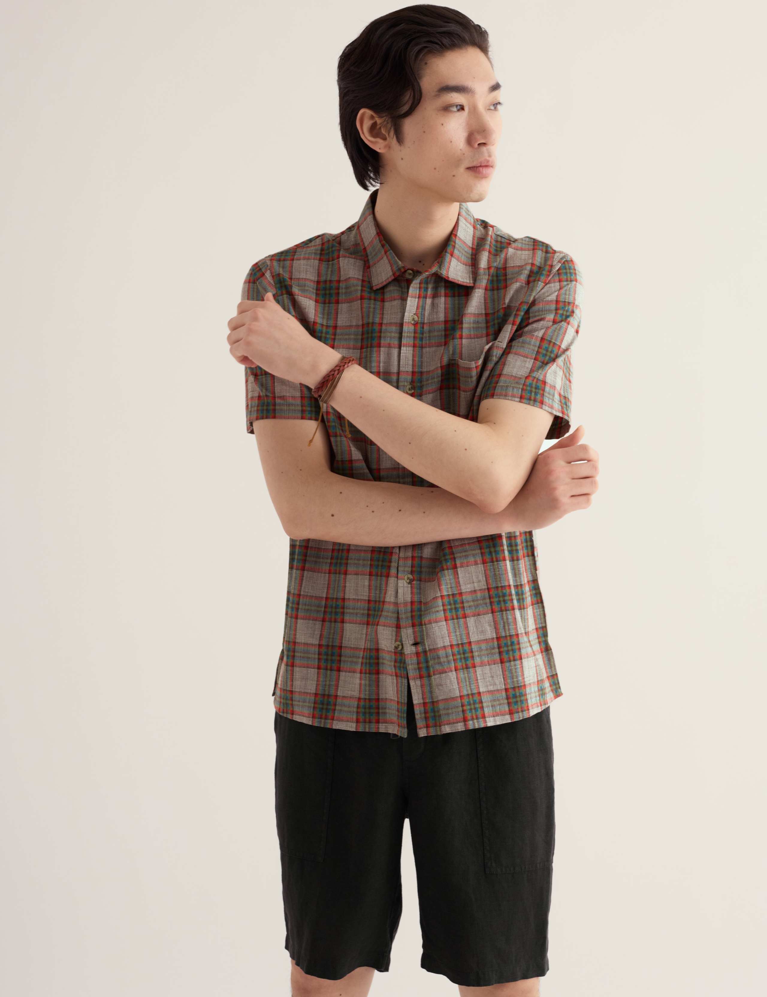 Pure Cotton Checked Short Sleeve Shirt 3 of 5