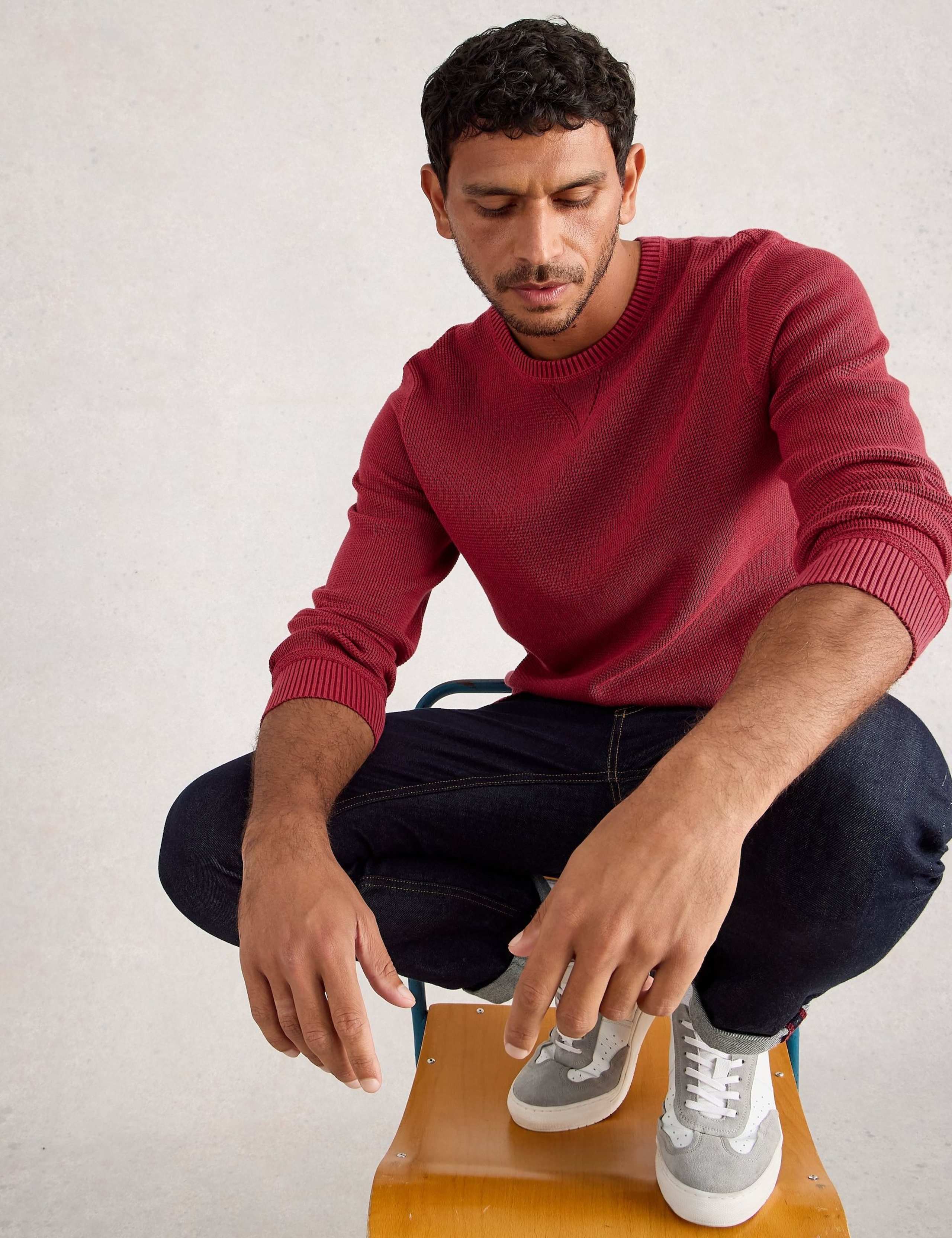 Pure Cotton Textured Crew Neck Jumper 3 of 6