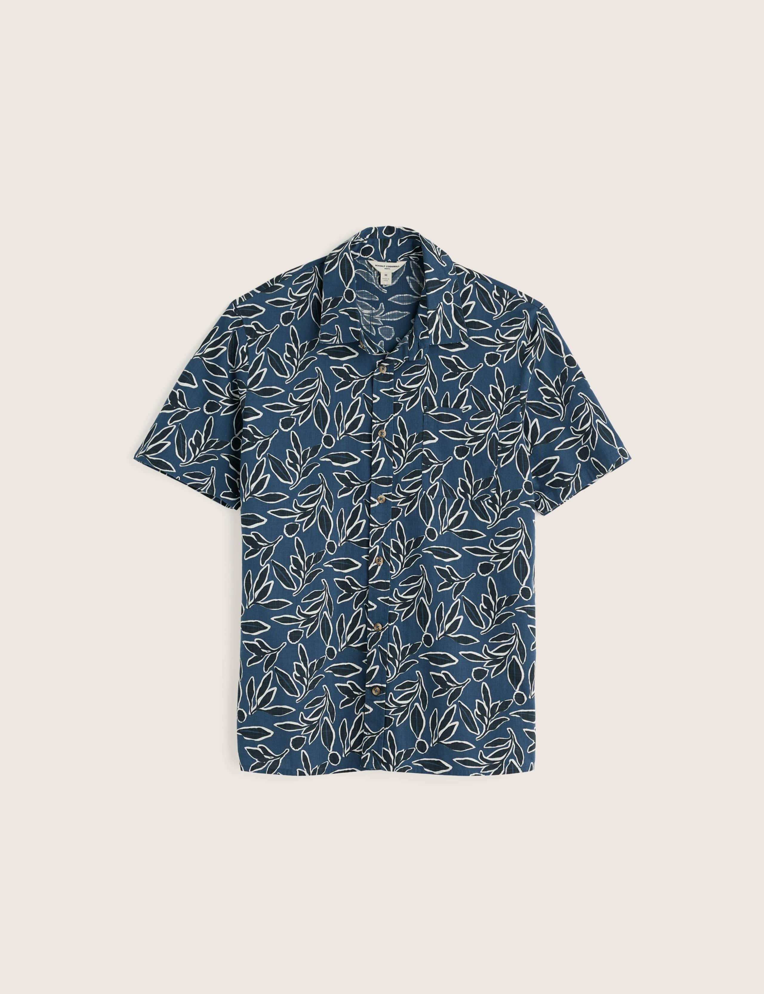 Pure Cotton Leaf Print Short Sleeve Shirt 2 of 5