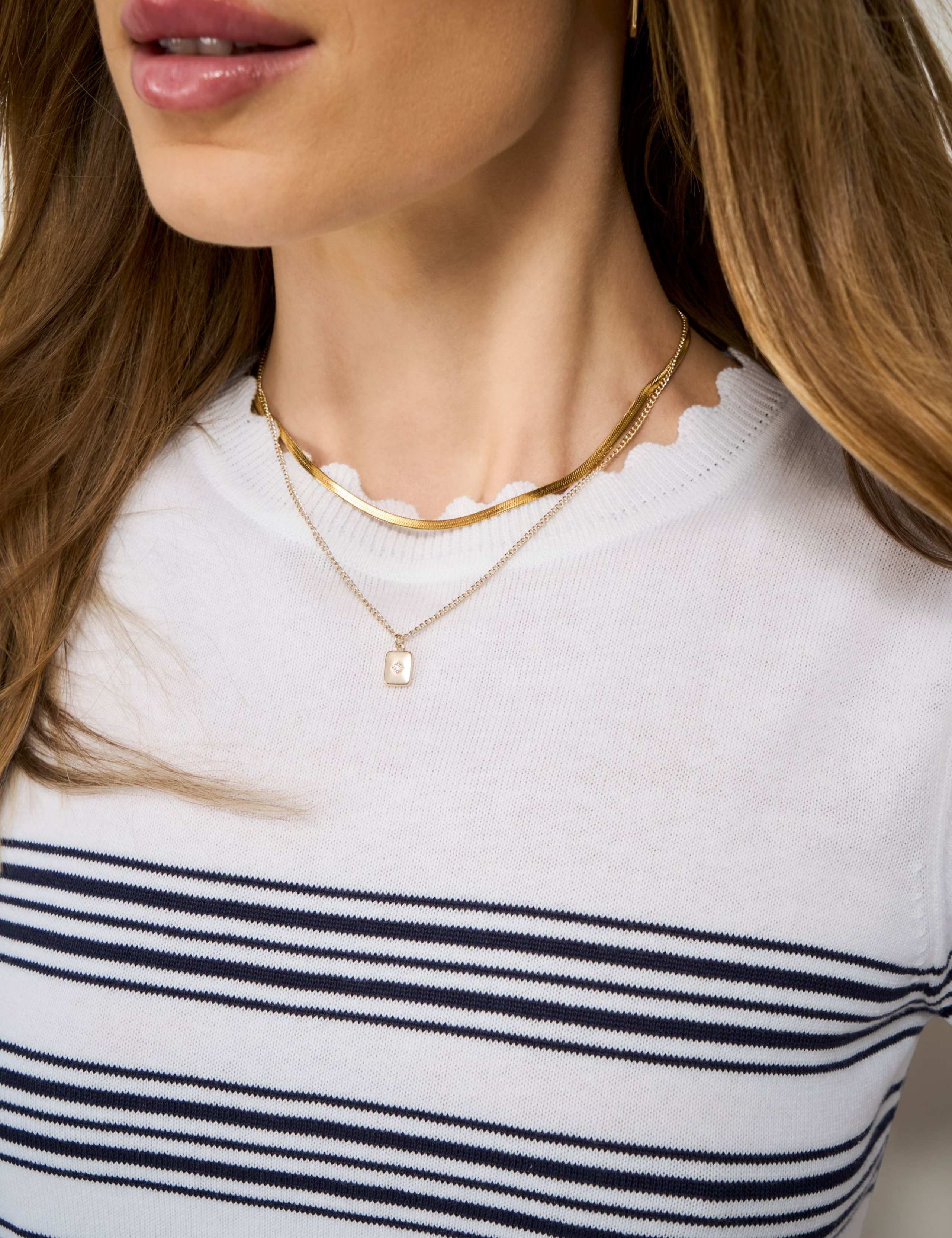 Pure Cotton Striped Scallop Edge Knitted Top 4 of 5