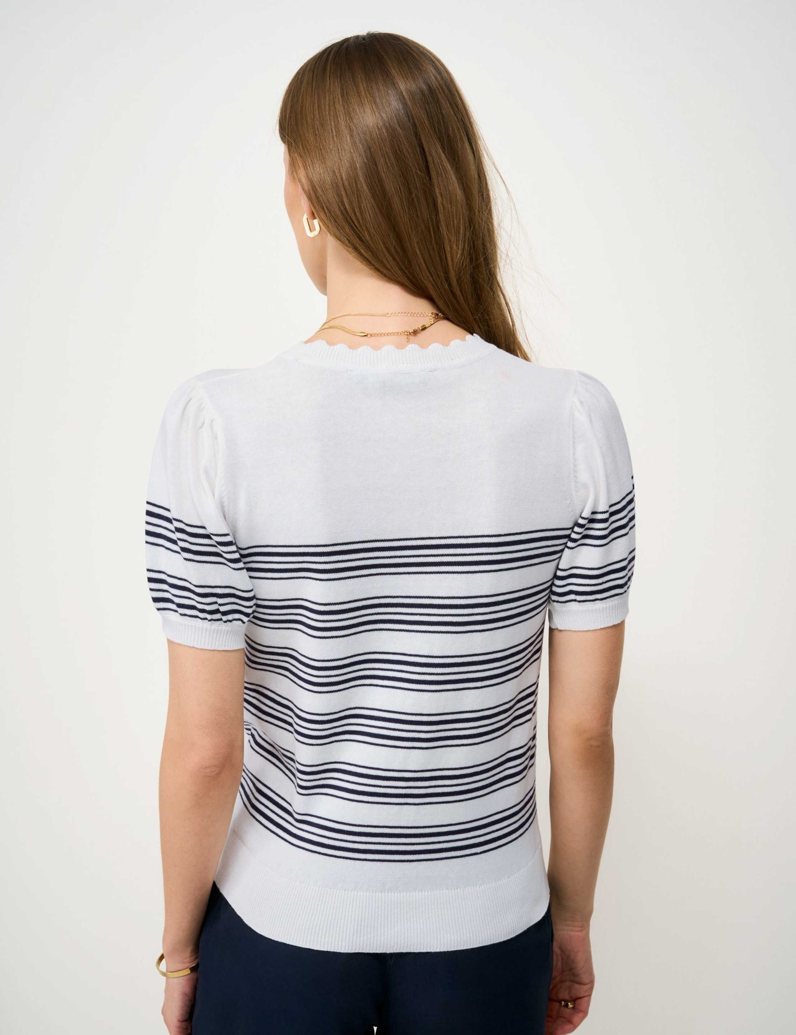 Pure Cotton Striped Scallop Edge Knitted Top 5 of 5