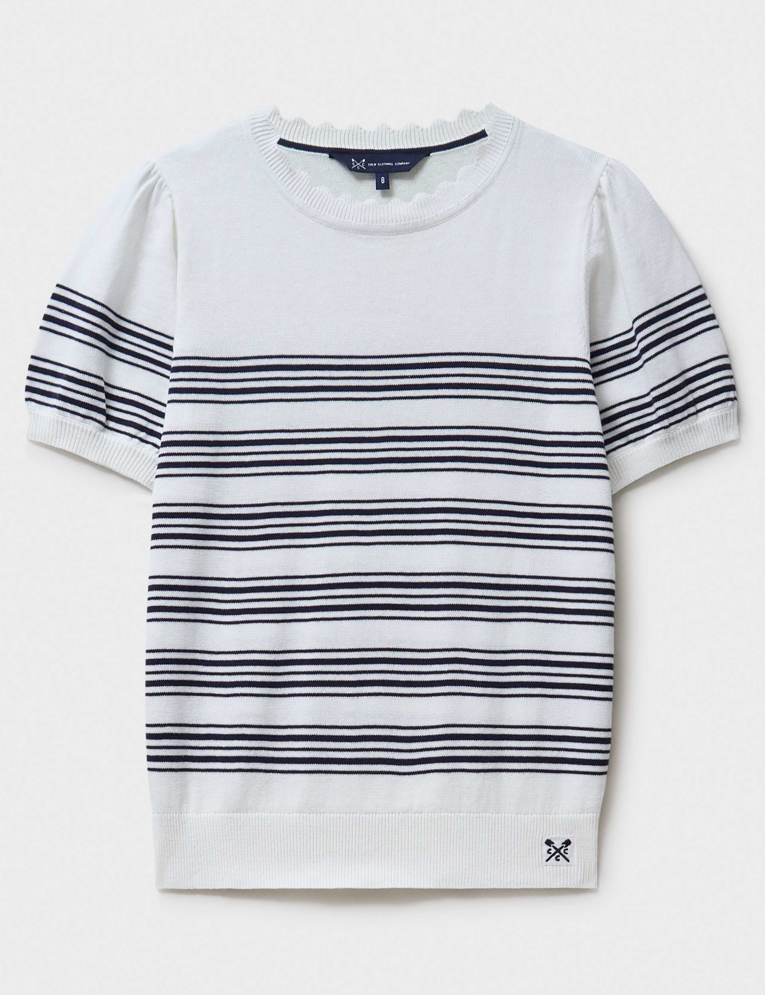 Pure Cotton Striped Scallop Edge Knitted Top 2 of 5