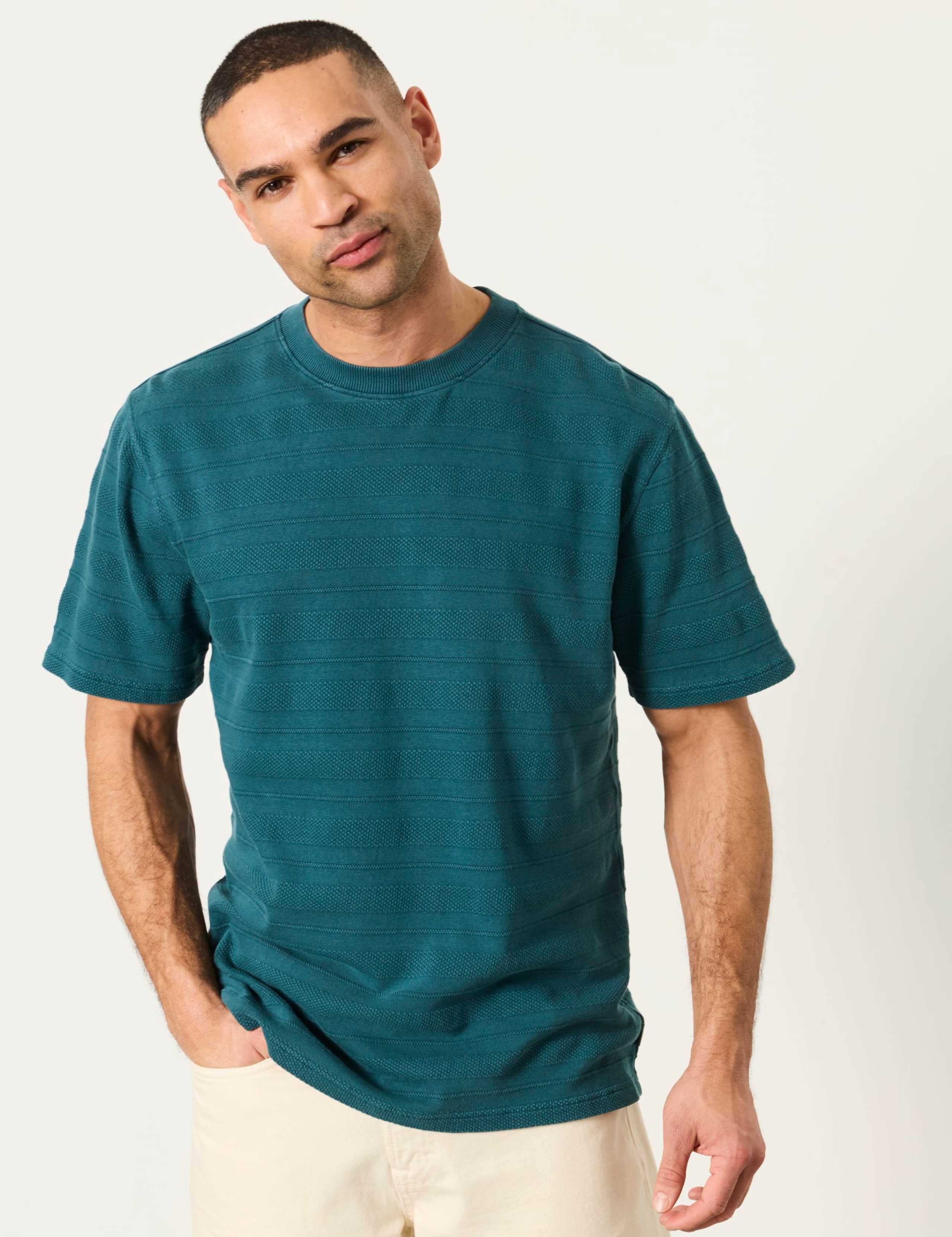 Pure Cotton Textured Stripe T-Shirt 1 of 6