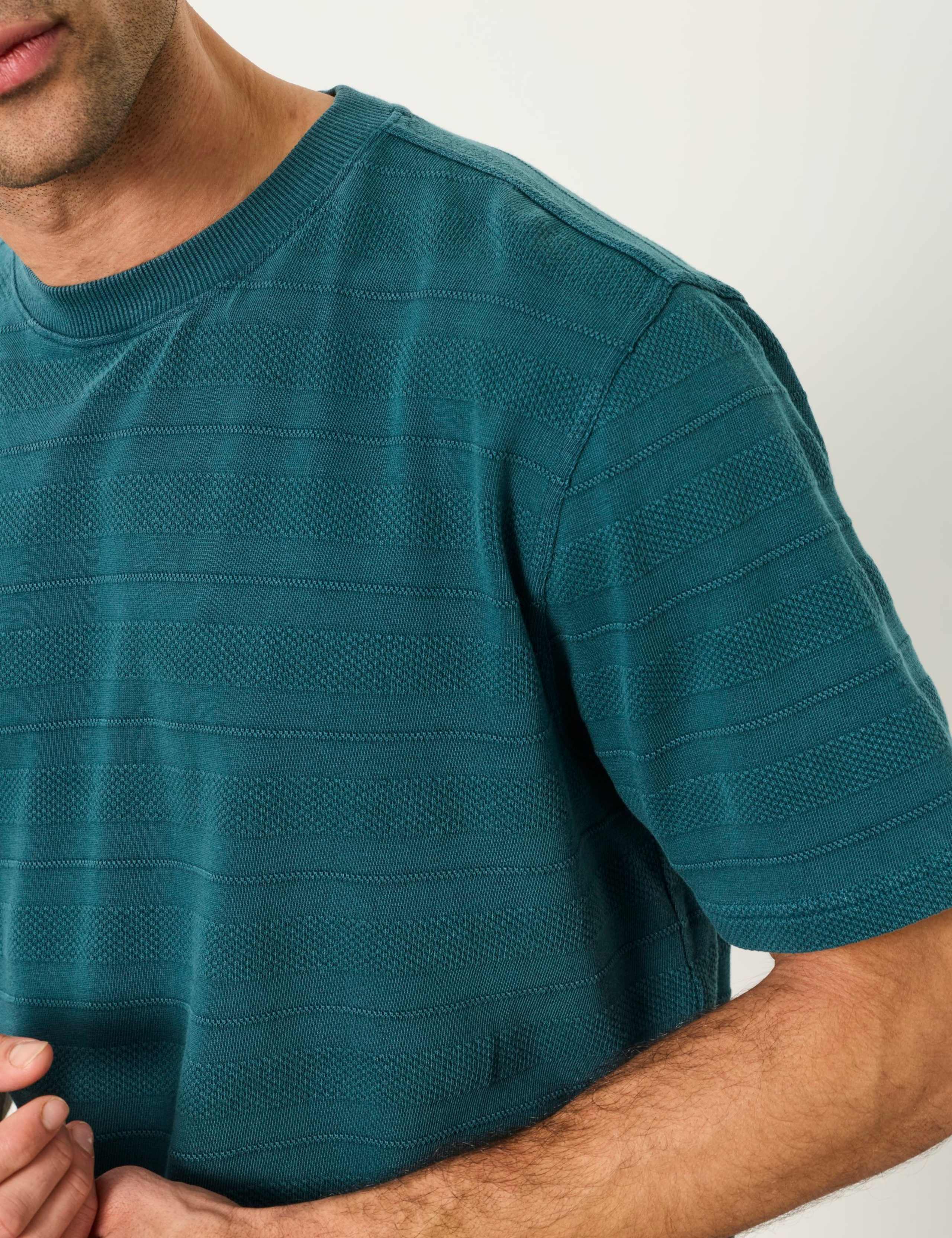 Pure Cotton Textured Stripe T-Shirt 5 of 6