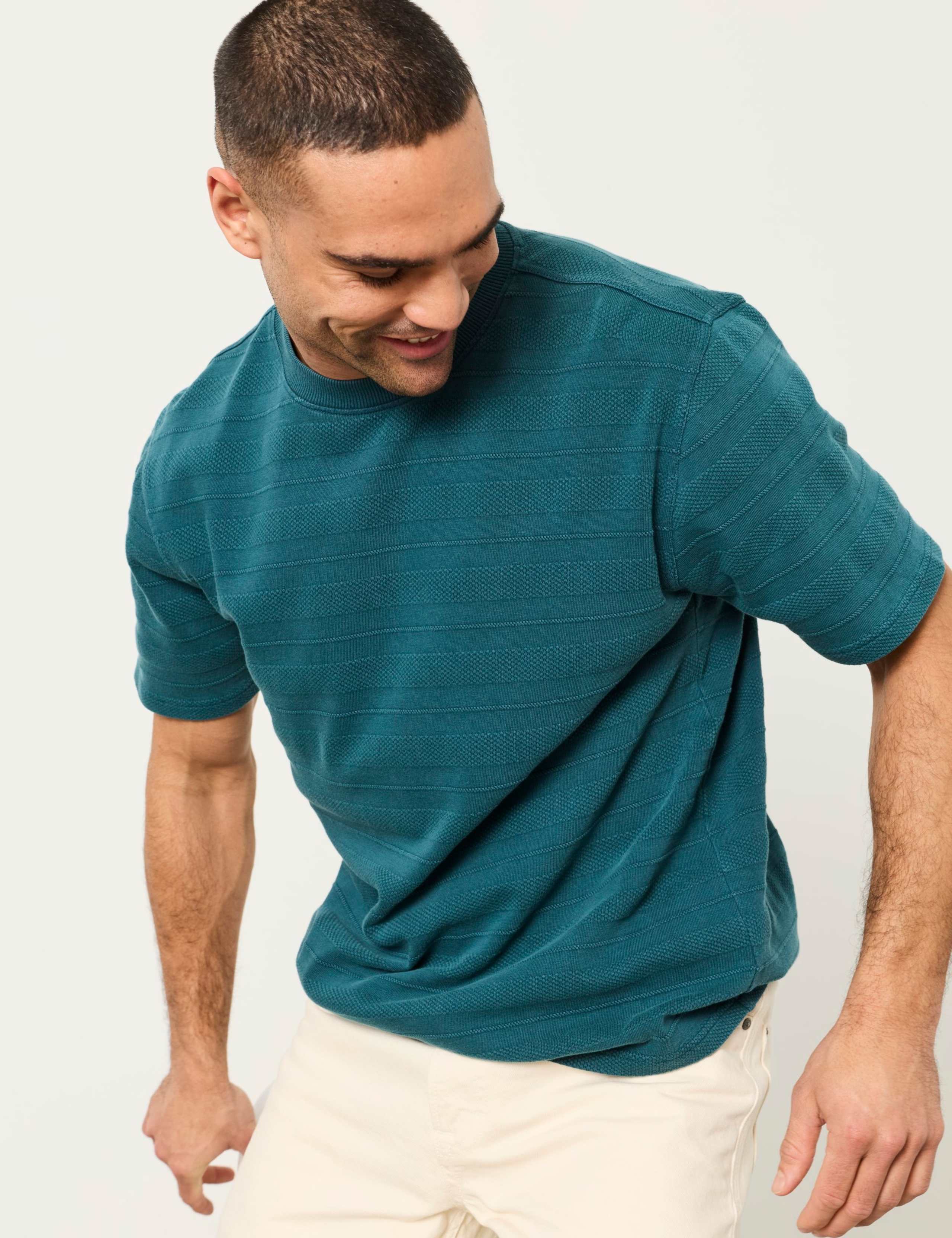 Pure Cotton Textured Stripe T-Shirt 6 of 6