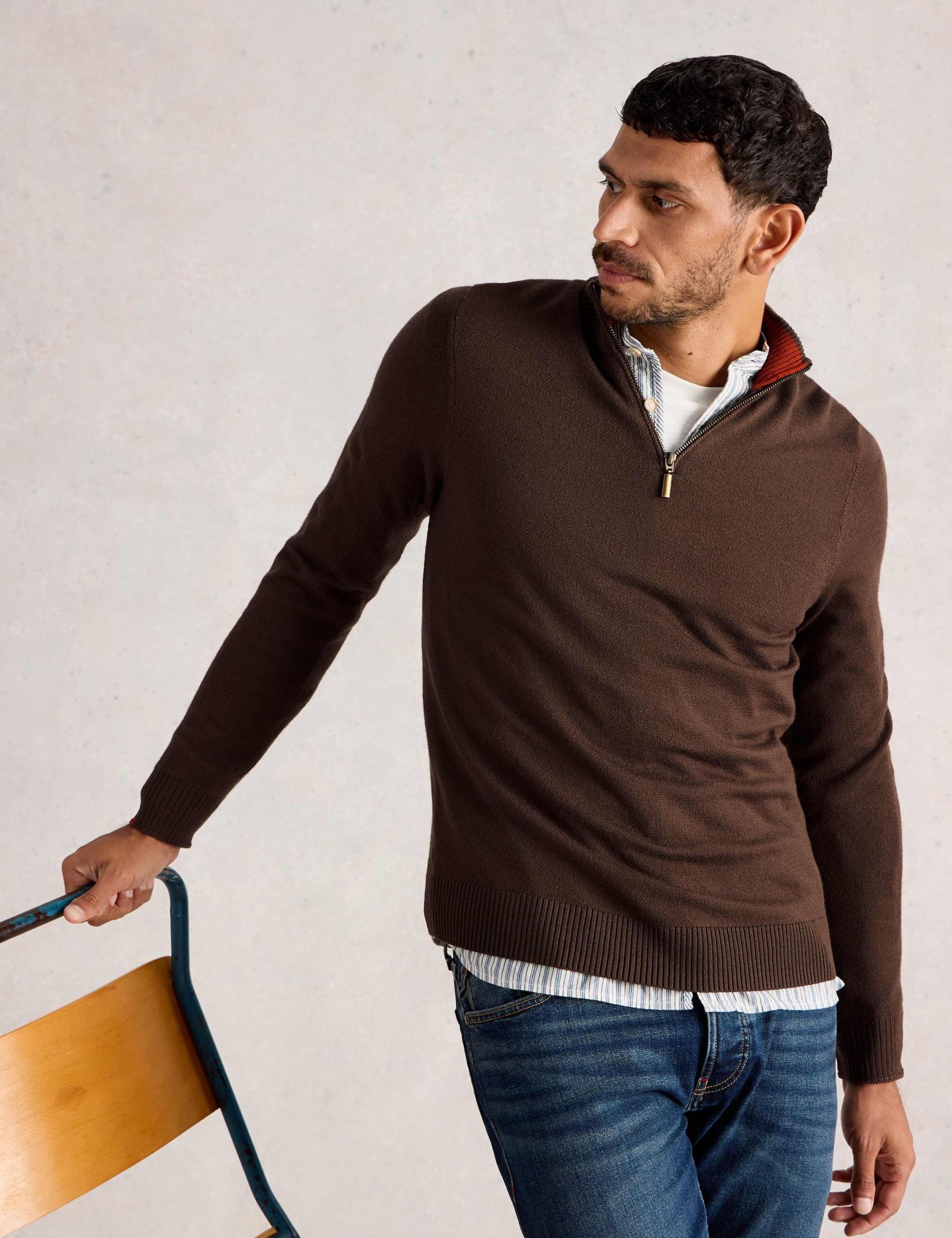 Pure Merino Wool Quarter Zip Jumper 3 of 6