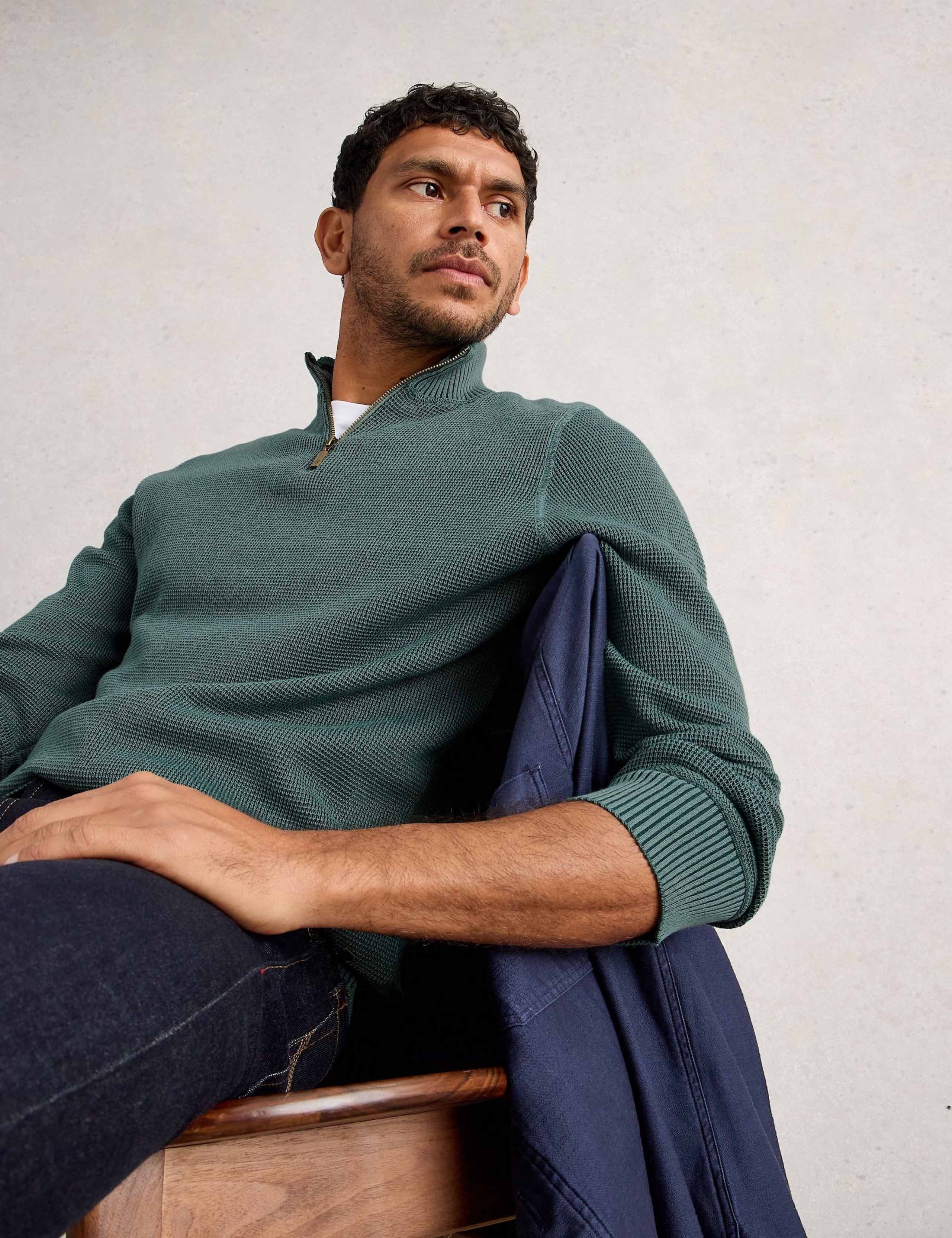 Pure Cotton Textured Funnel Neck Jumper 5 of 6