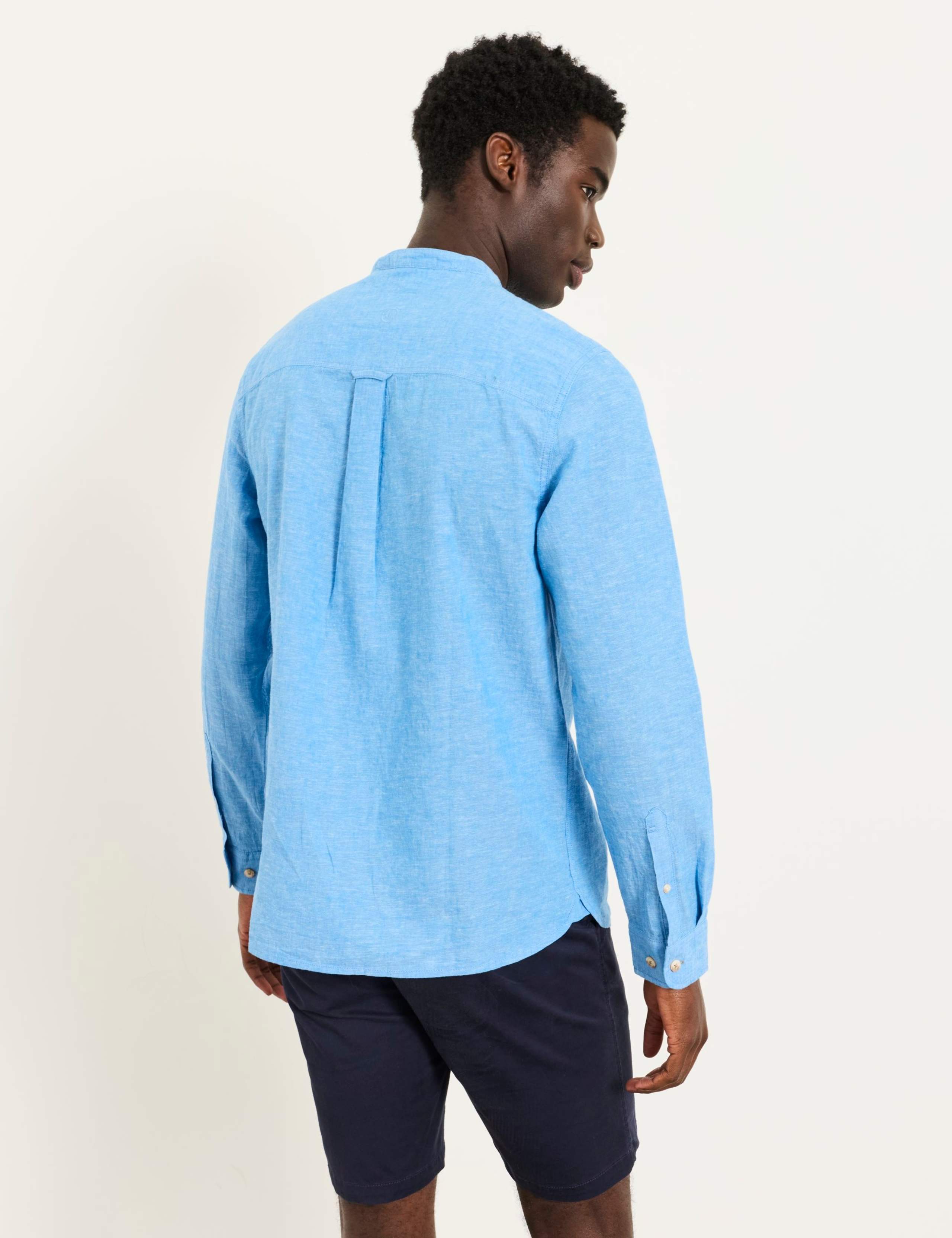 Cotton Linen Blend Grandad Collar Shirt 3 of 6
