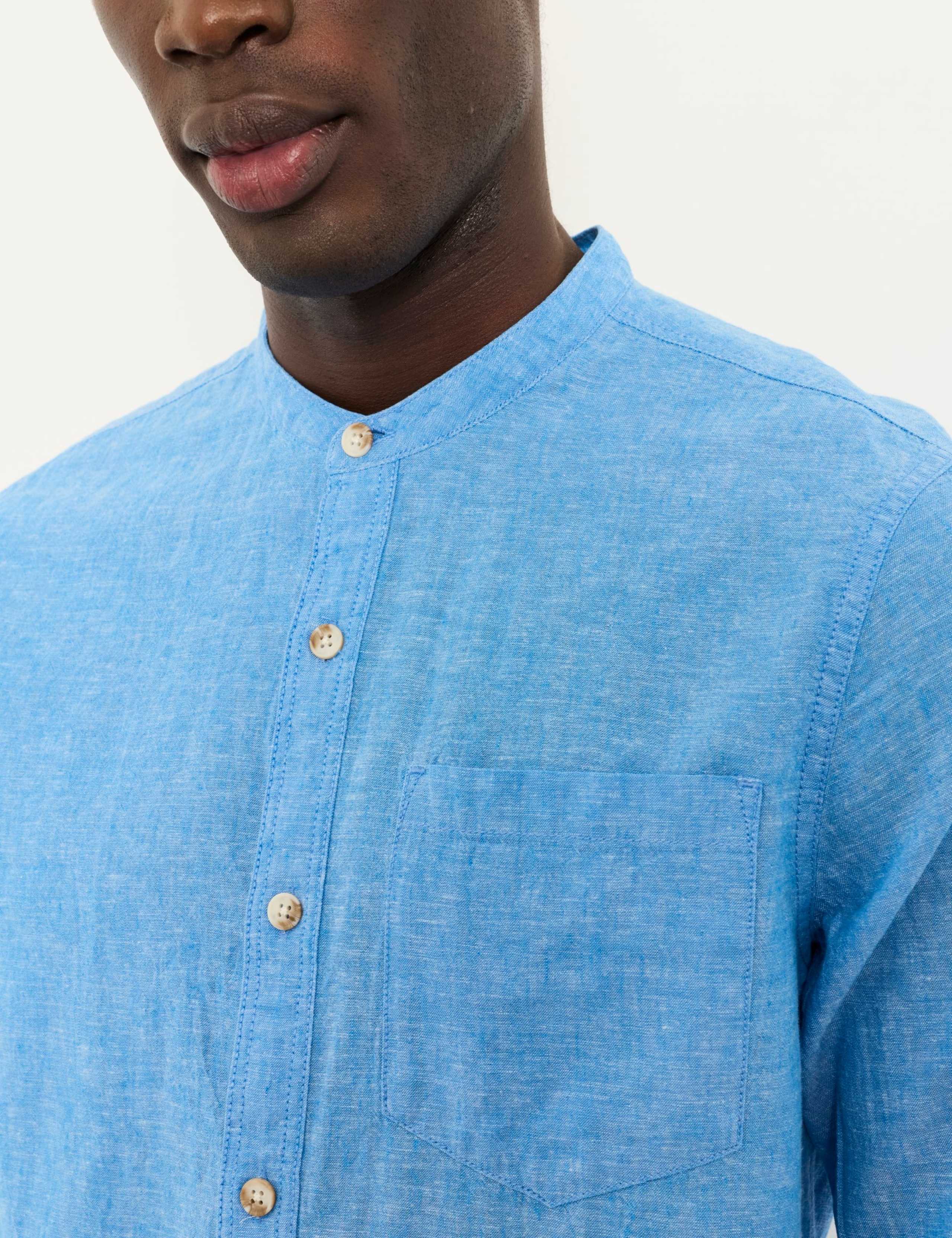 Cotton Linen Blend Grandad Collar Shirt 5 of 6