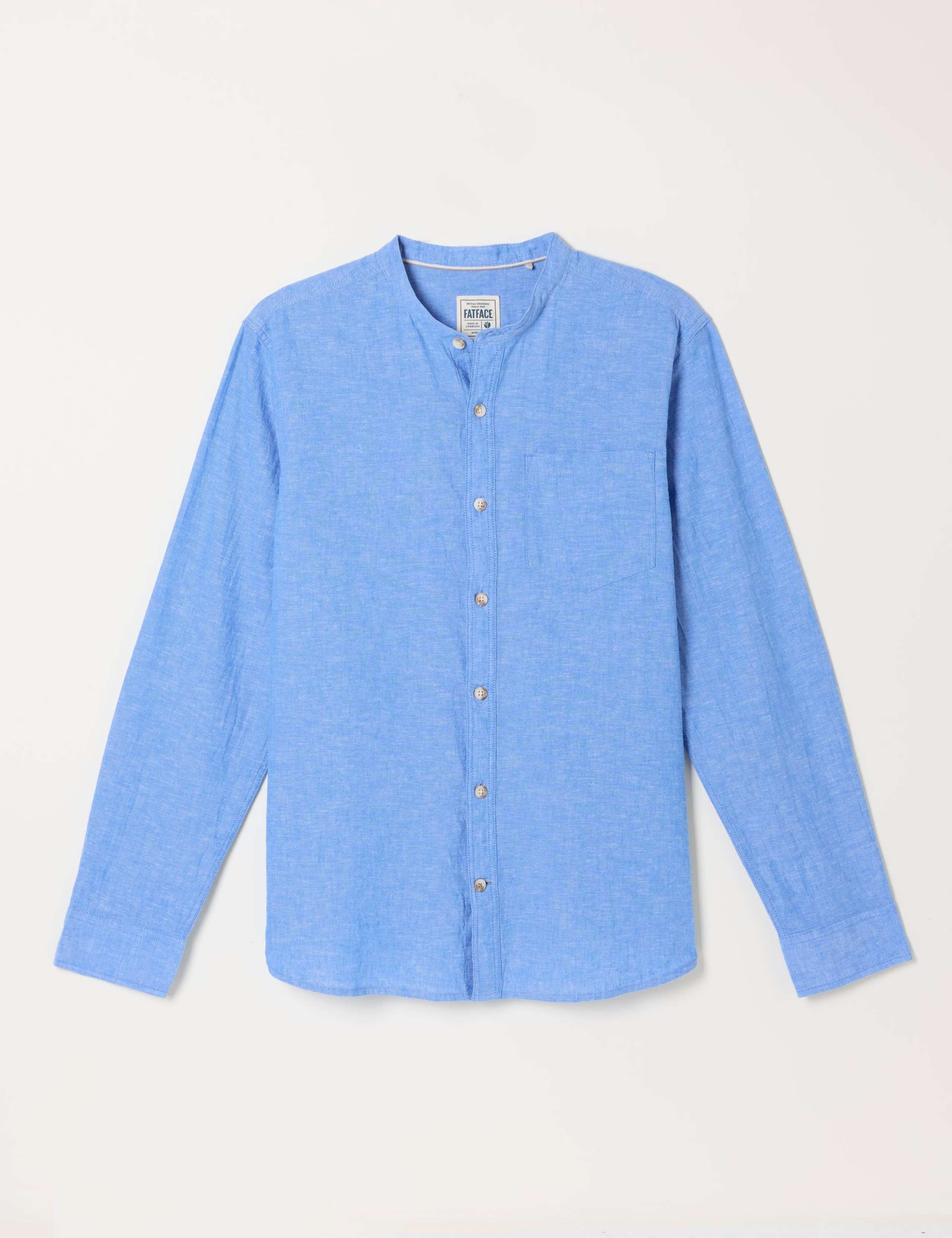 Cotton Linen Blend Grandad Collar Shirt 2 of 6