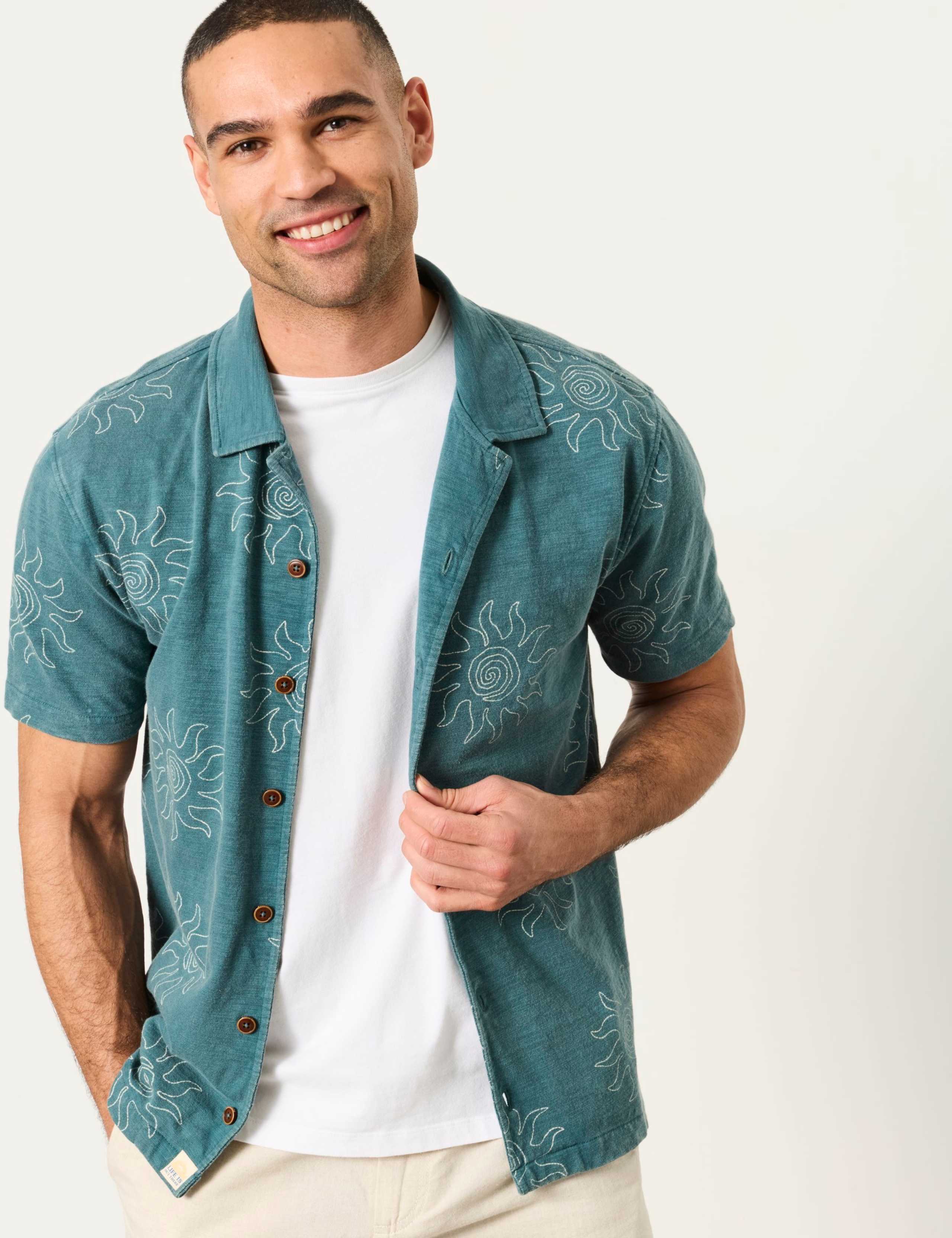 Pure Cotton Sun Print Short Sleeve Shirt 1 of 6