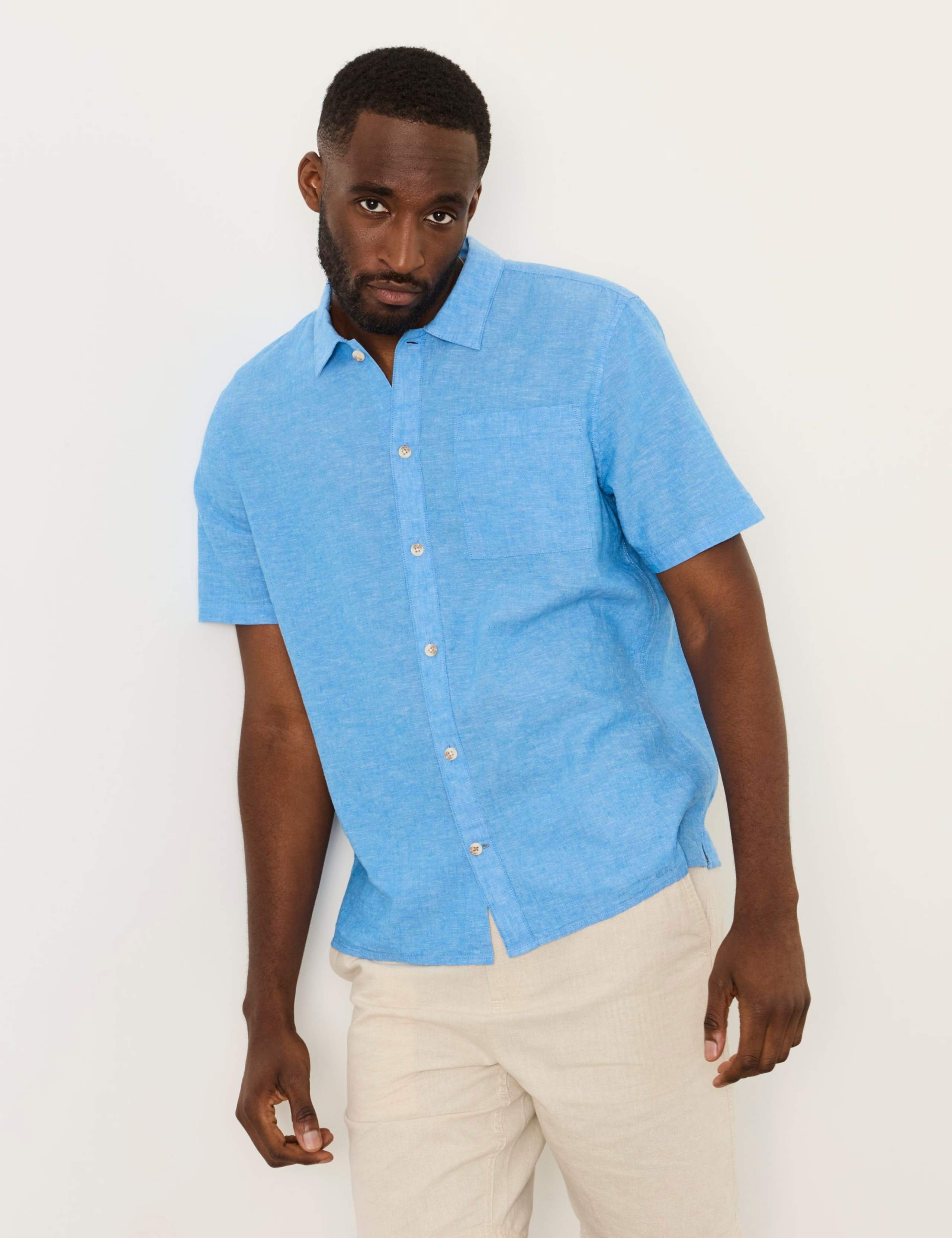 Regular Fit Linen Blend Short Sleeve Shirt 1 of 7